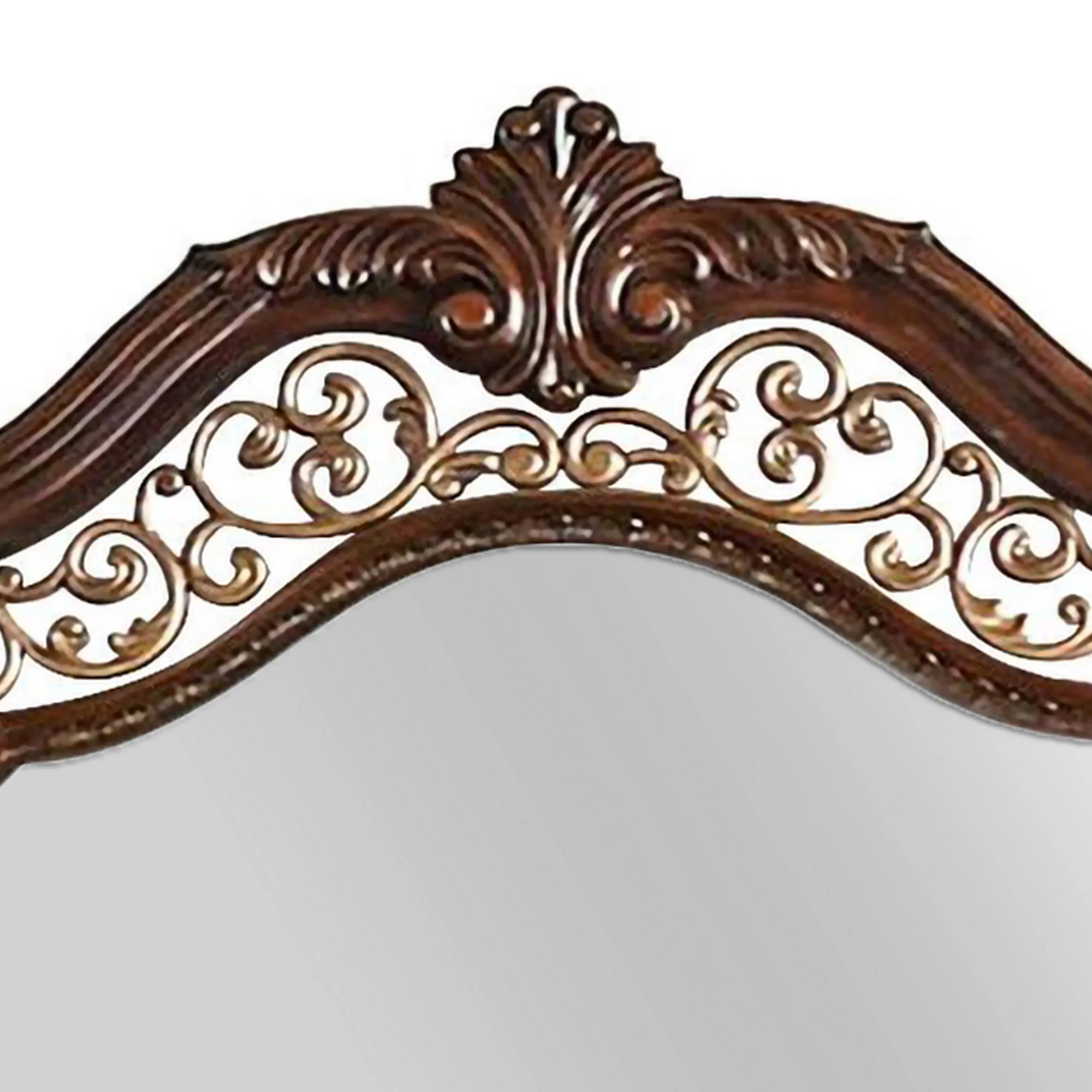 Molded Wooden Frame Mirror with Ornate Detailing, Brown By Casagear Home By Benzara - Image 3