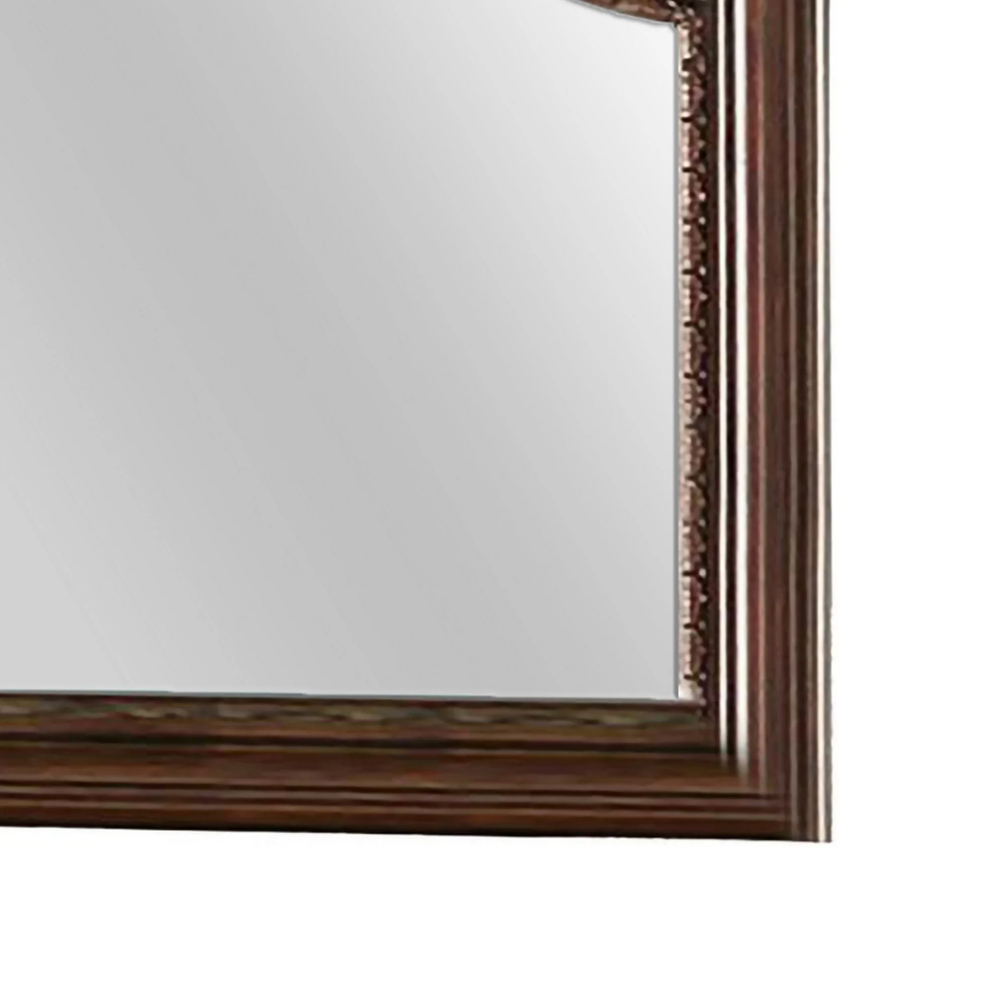Molded Wooden Frame Mirror with Ornate Detailing, Brown By Casagear Home By Benzara - Image 4