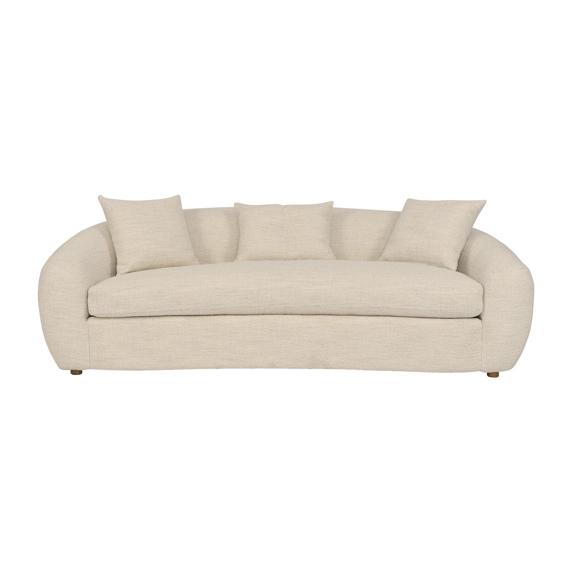 Molly 96.5" Upholstered Curved Sofa in Pearl By Armen Living - Image 2