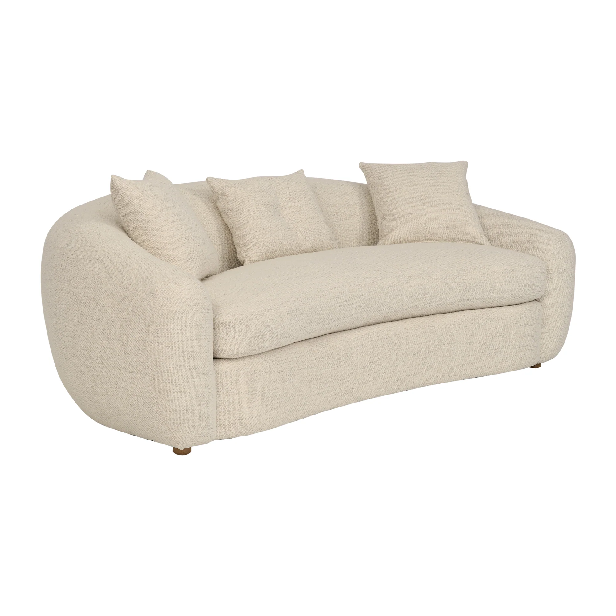 Molly 96.5" Upholstered Curved Sofa in Pearl By Armen Living - Image 3