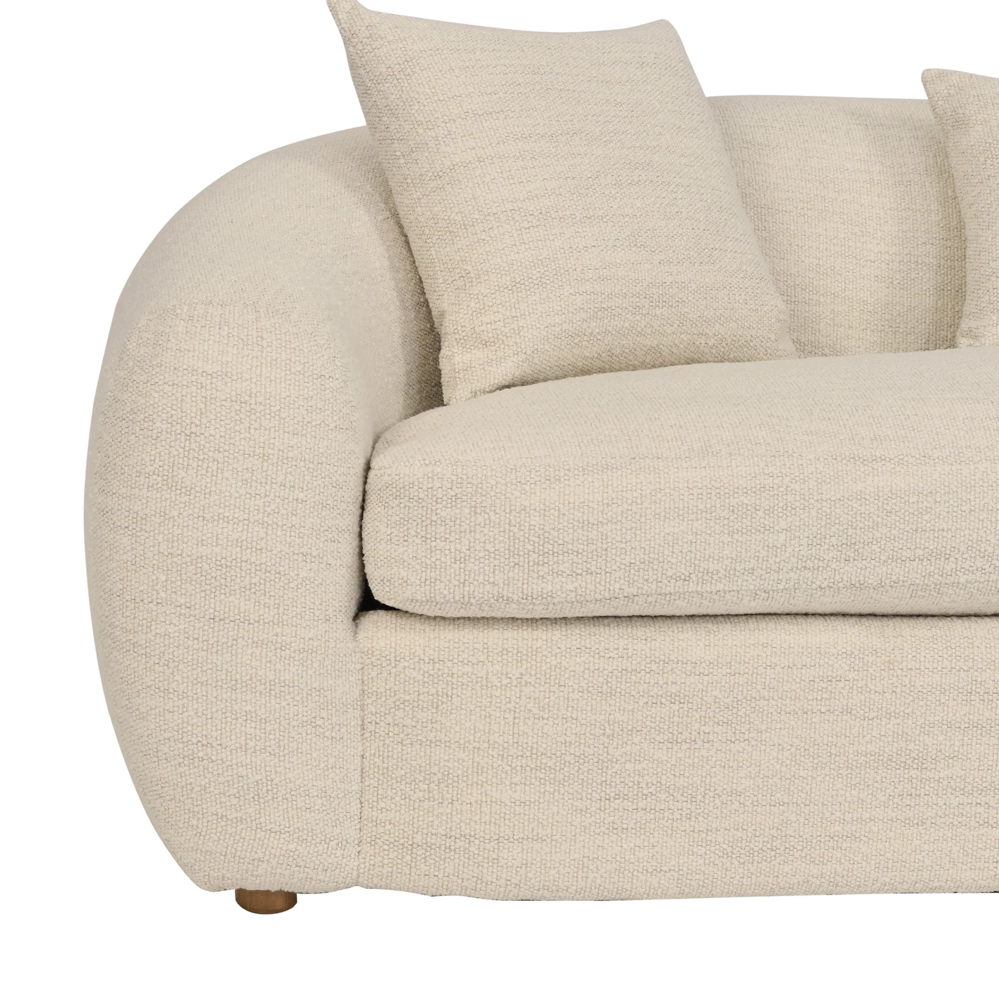 Molly 96.5" Upholstered Curved Sofa in Pearl By Armen Living - Image 6