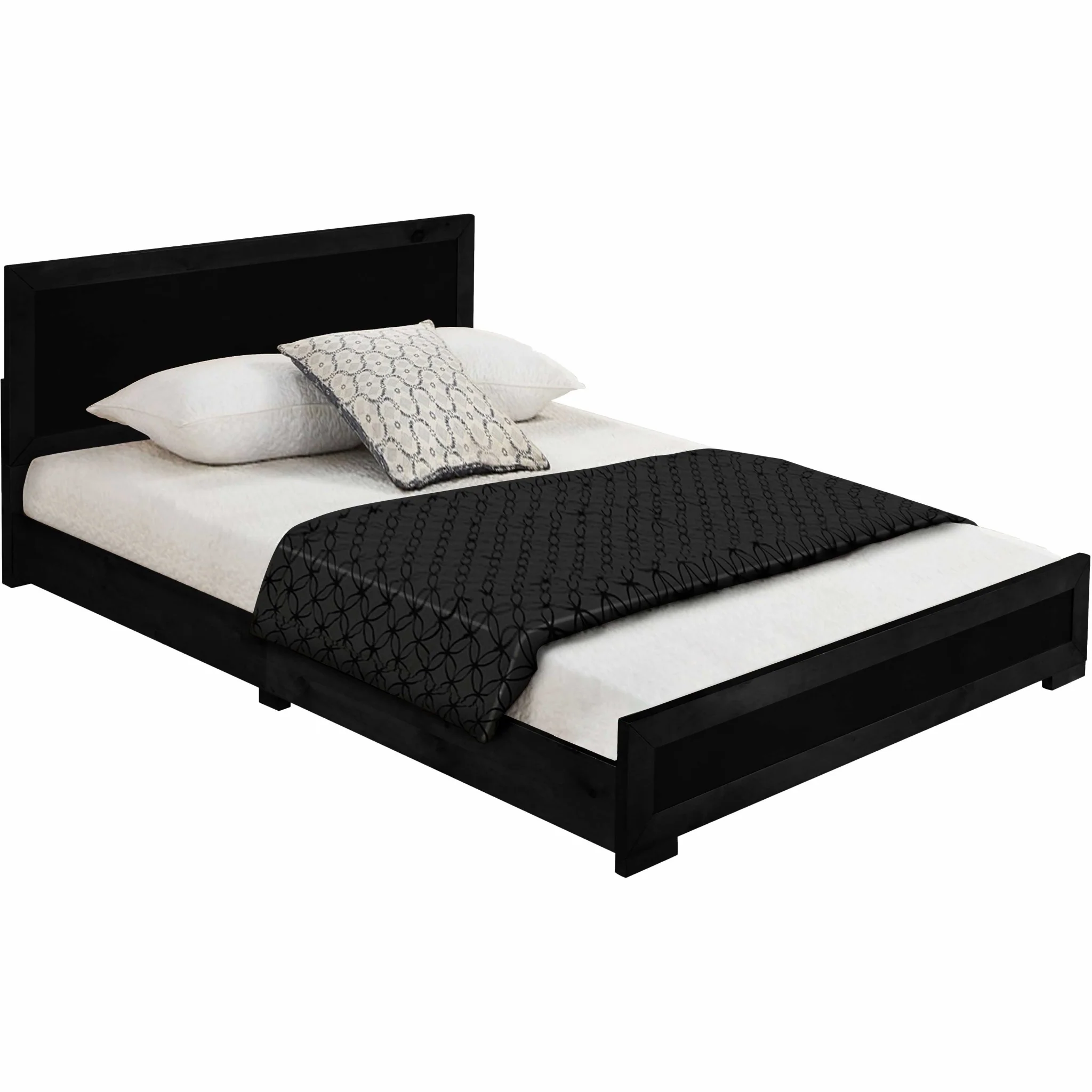 Moma Black Wood Platform Full Bed With Nightstand By Homeroots - Image 5