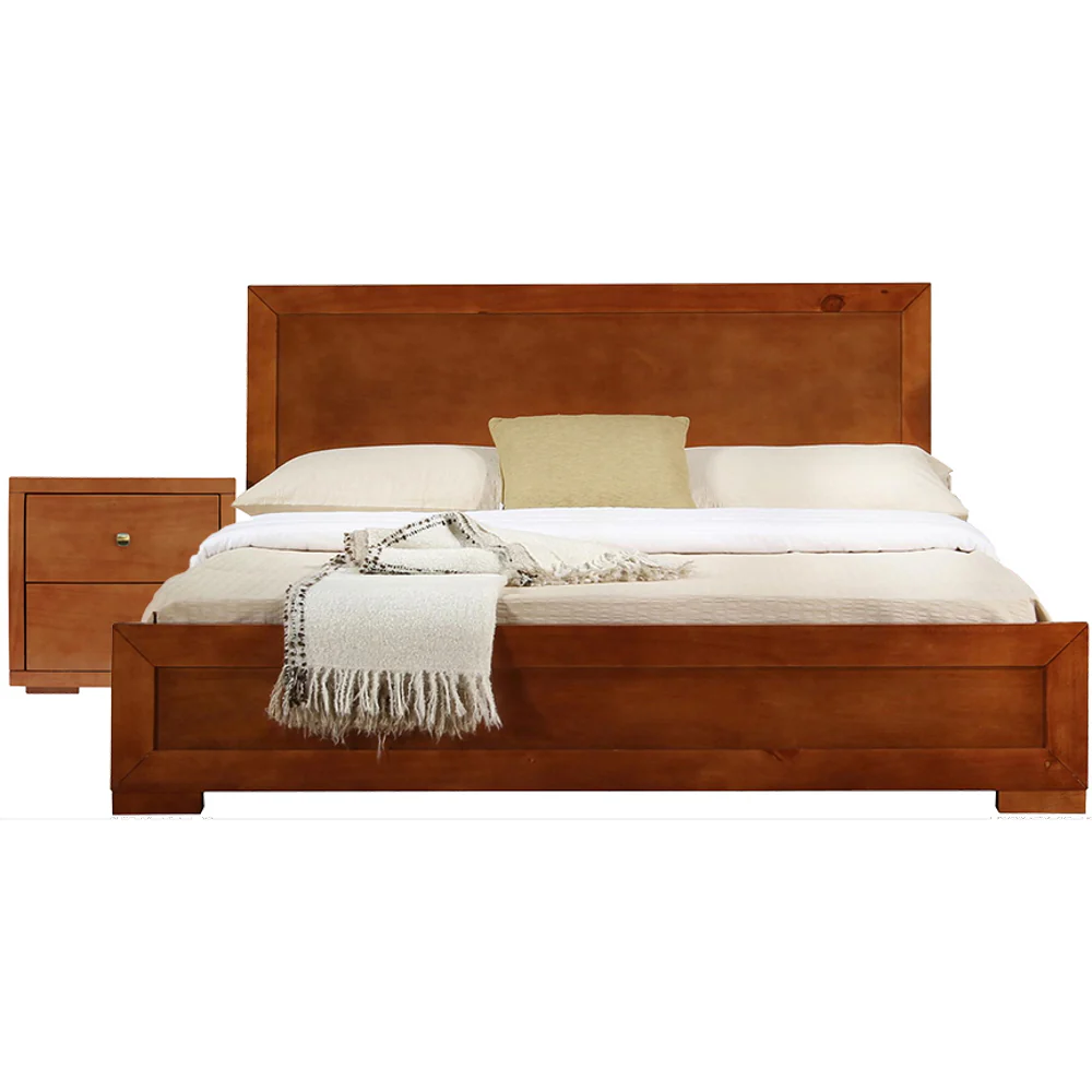 Moma Cherry Wood Platform Twin Bed With Nightstand By Homeroots - Image 2