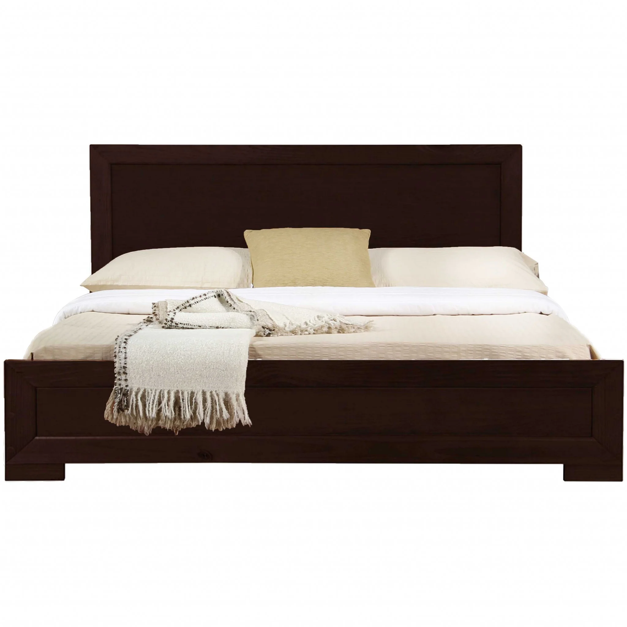 Moma Espresso Wood Platform Queen Bed With Two Nightstands By Homeroots - Image 4