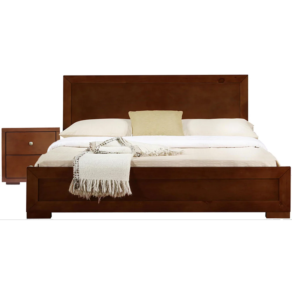 Moma Walnut Wood Platform Full Bed With Nightstand By Homeroots - Image 2
