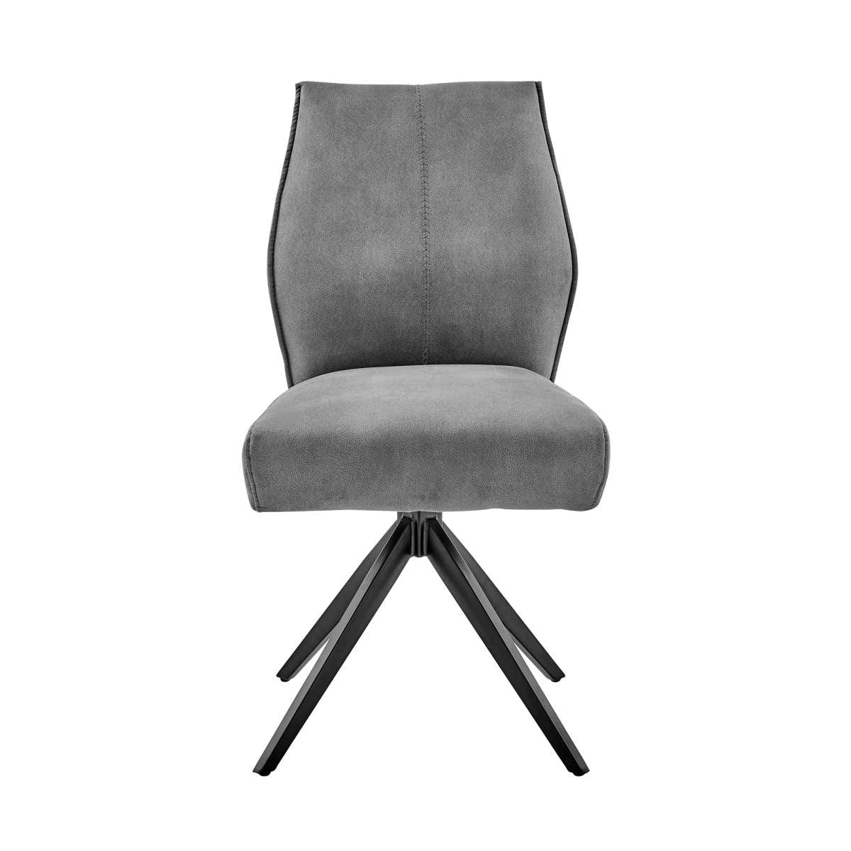 Monarch Swivel Dining Room Accent Chair in Charcoal Fabric and Black Finish - Set of 2 By Armen Living - Image 2