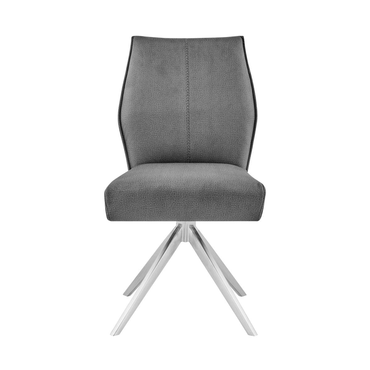 Monarch Swivel Dining Room Accent Chair in Gray Fabric and Brushed Stainless Steel Finish - Set of 2 By Armen Living - Image 2