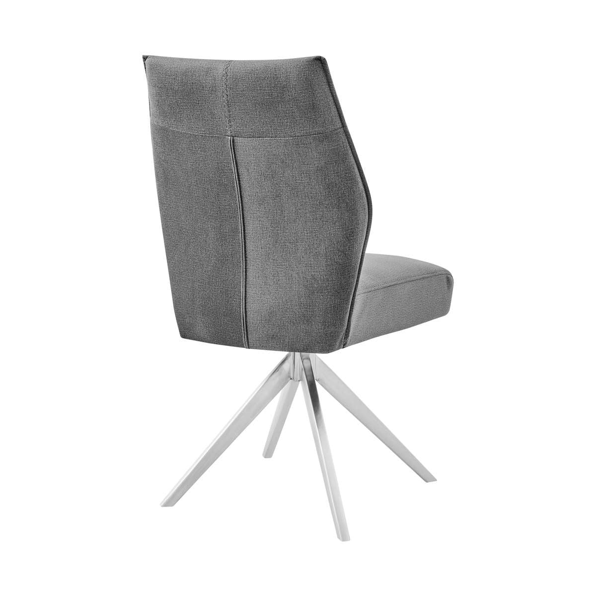 Monarch Swivel Dining Room Accent Chair in Gray Fabric and Brushed Stainless Steel Finish - Set of 2 By Armen Living - Image 3