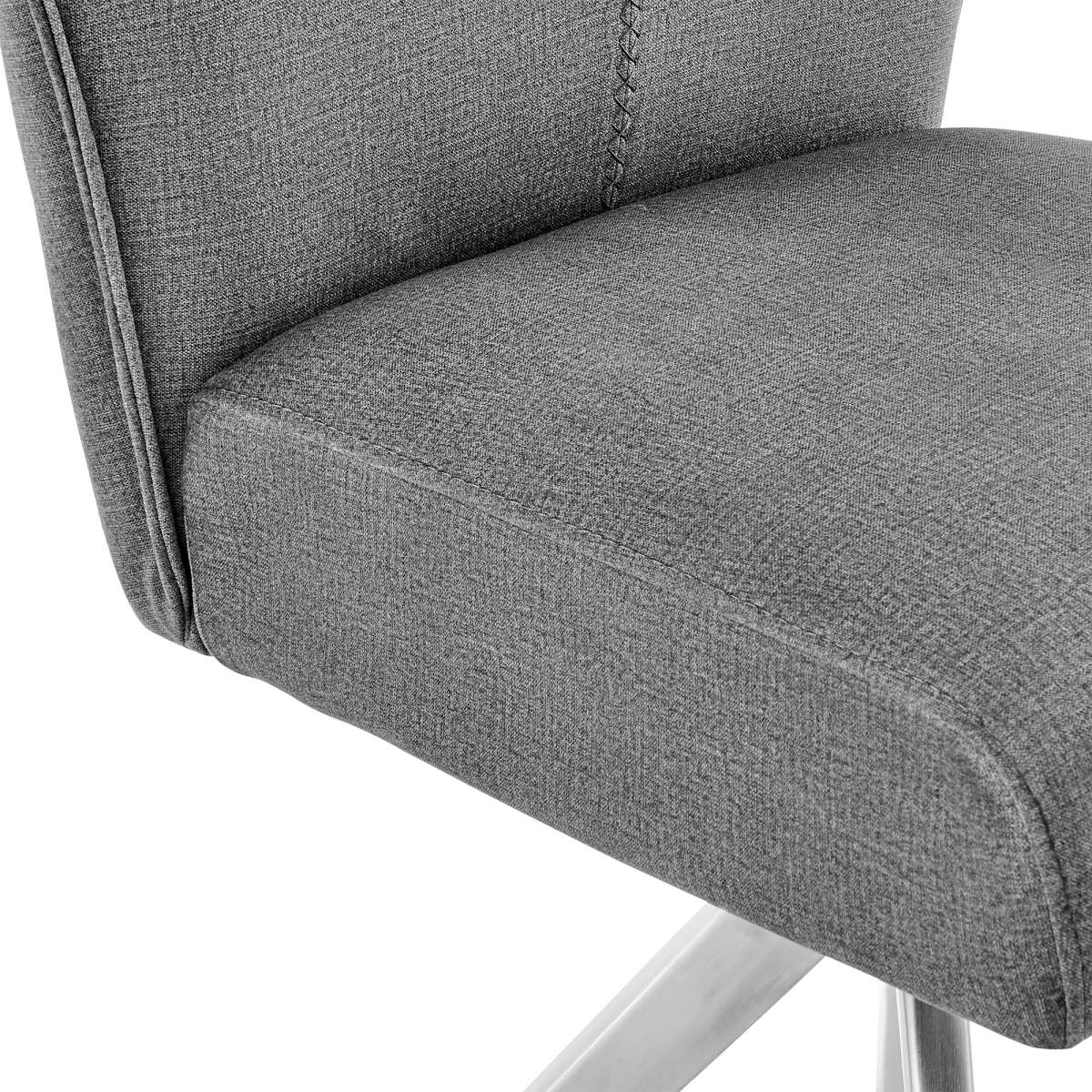 Monarch Swivel Dining Room Accent Chair in Gray Fabric and Brushed Stainless Steel Finish - Set of 2 By Armen Living - Image 5