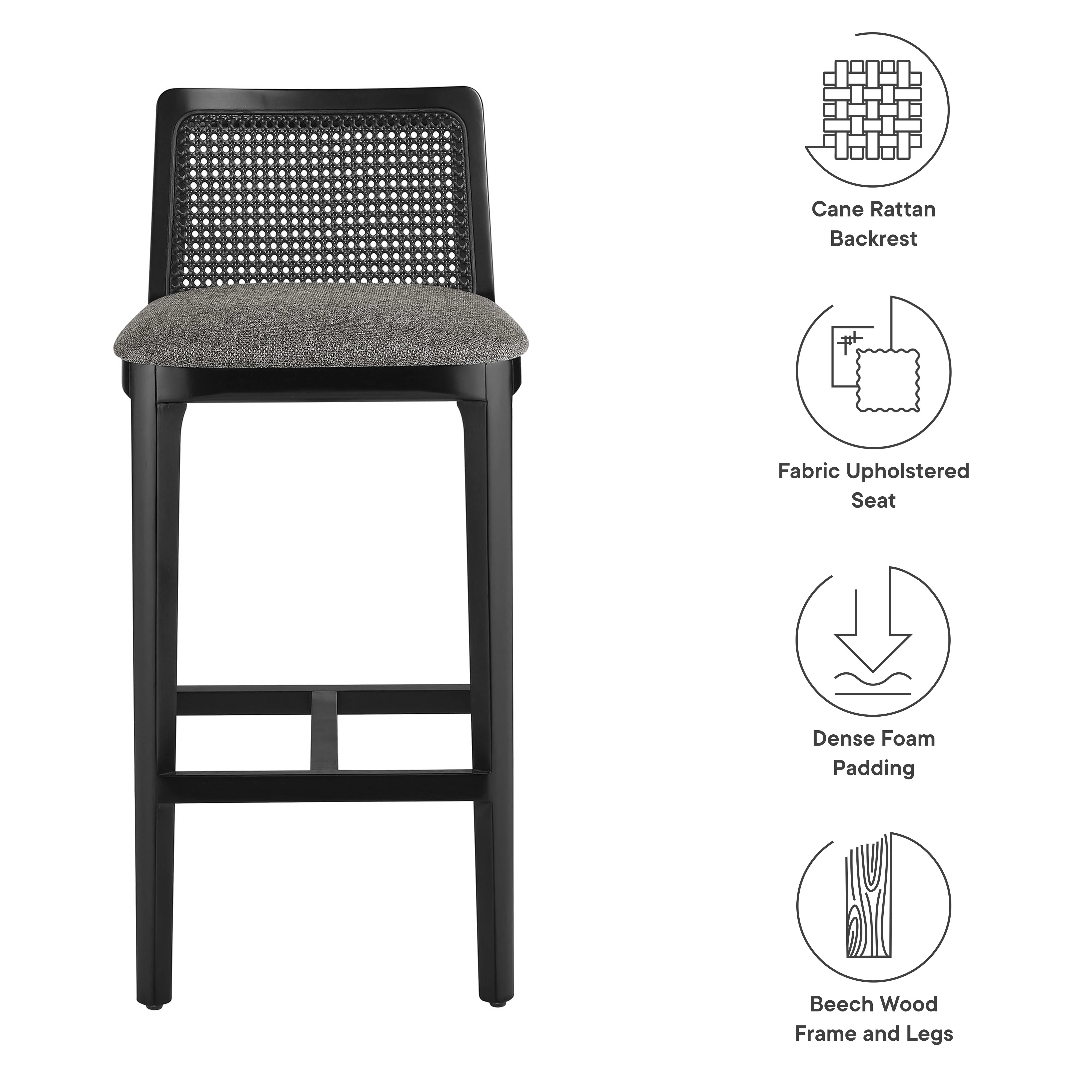 Monarch Wood and Rattan Bar Stool by Modway - Image 17