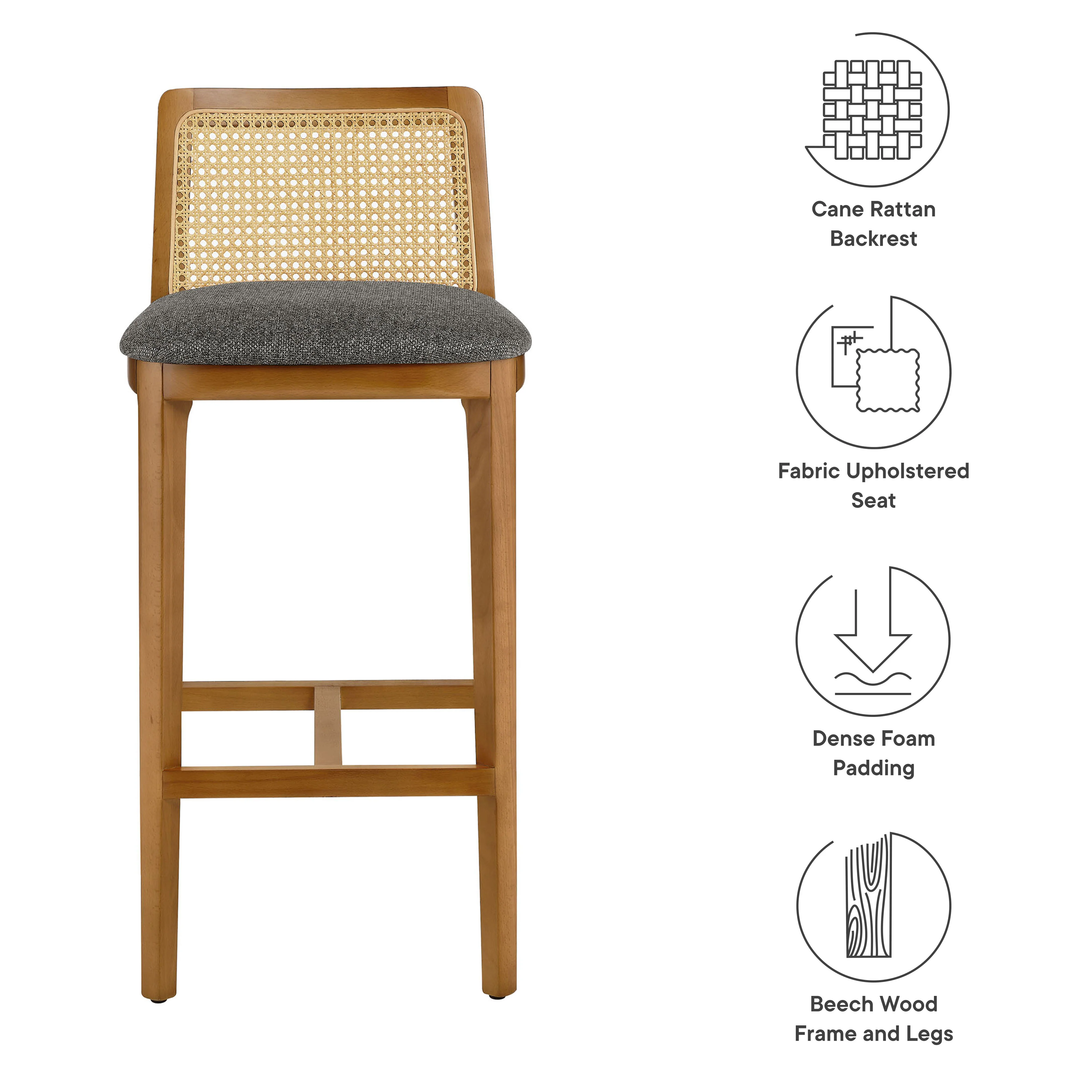 Monarch Wood and Rattan Bar Stool by Modway - Image 35
