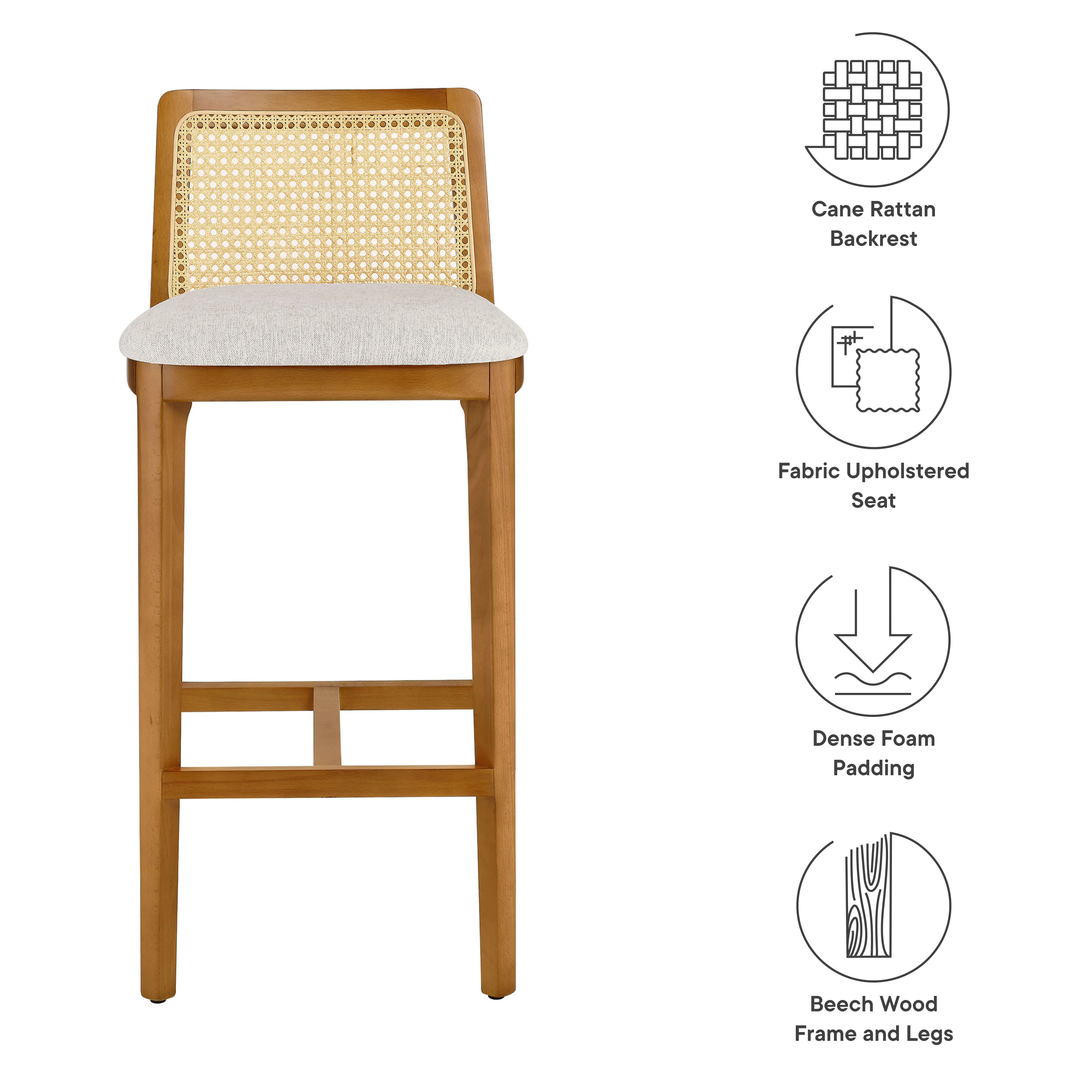 Monarch Wood and Rattan Bar Stool by Modway - Image 44