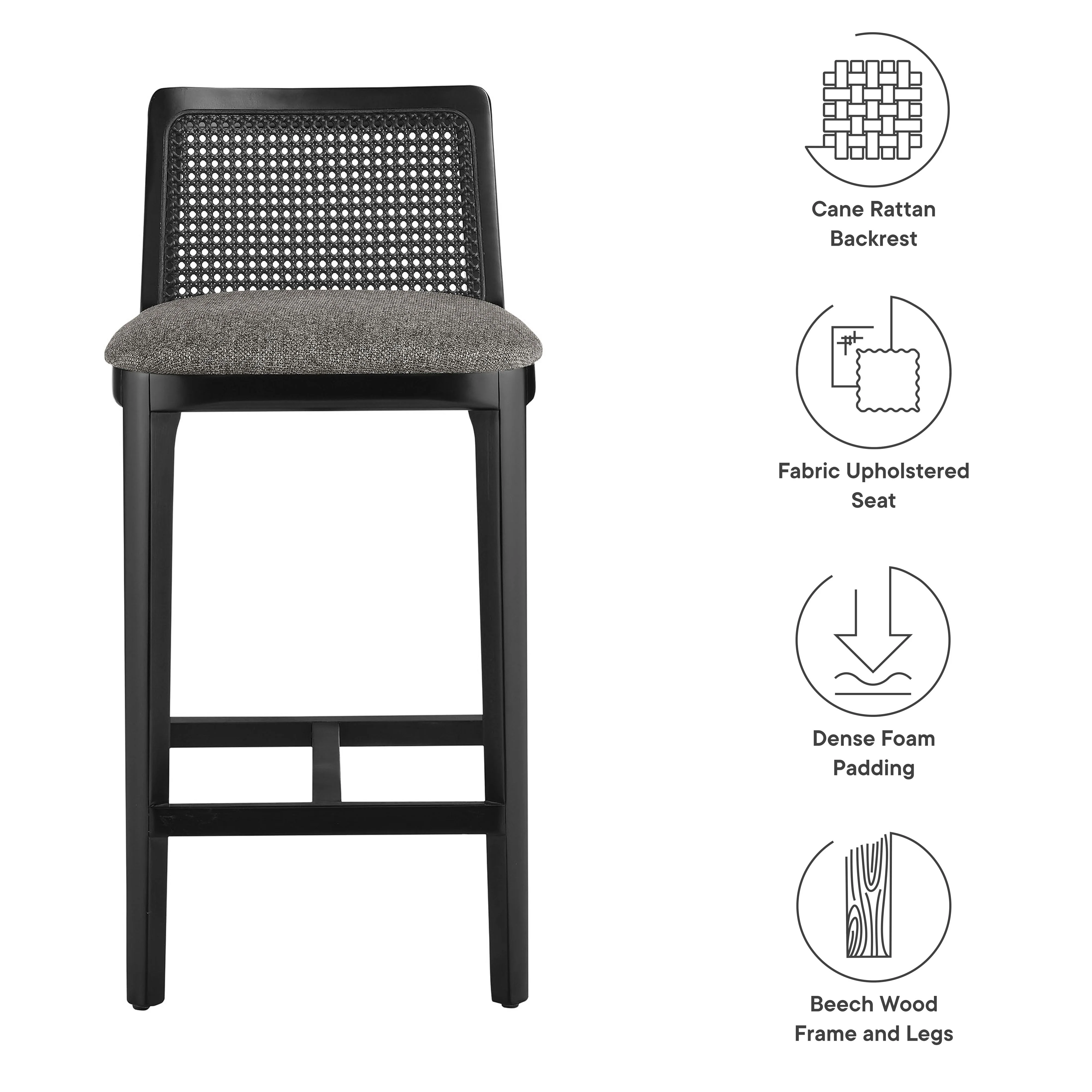 Monarch Wood and Rattan Counter Stool by Modway - Image 17