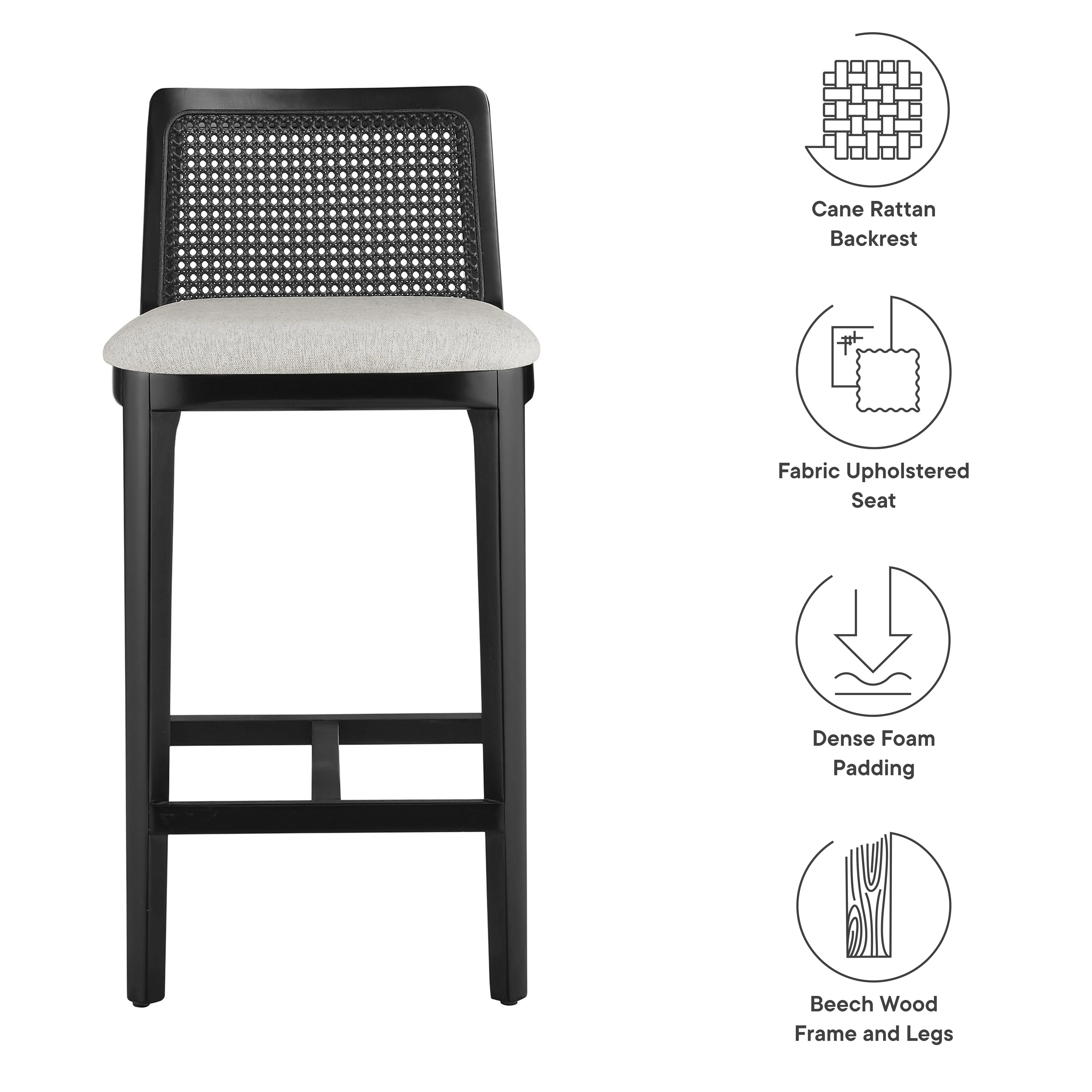 Monarch Wood and Rattan Counter Stool by Modway - Image 26