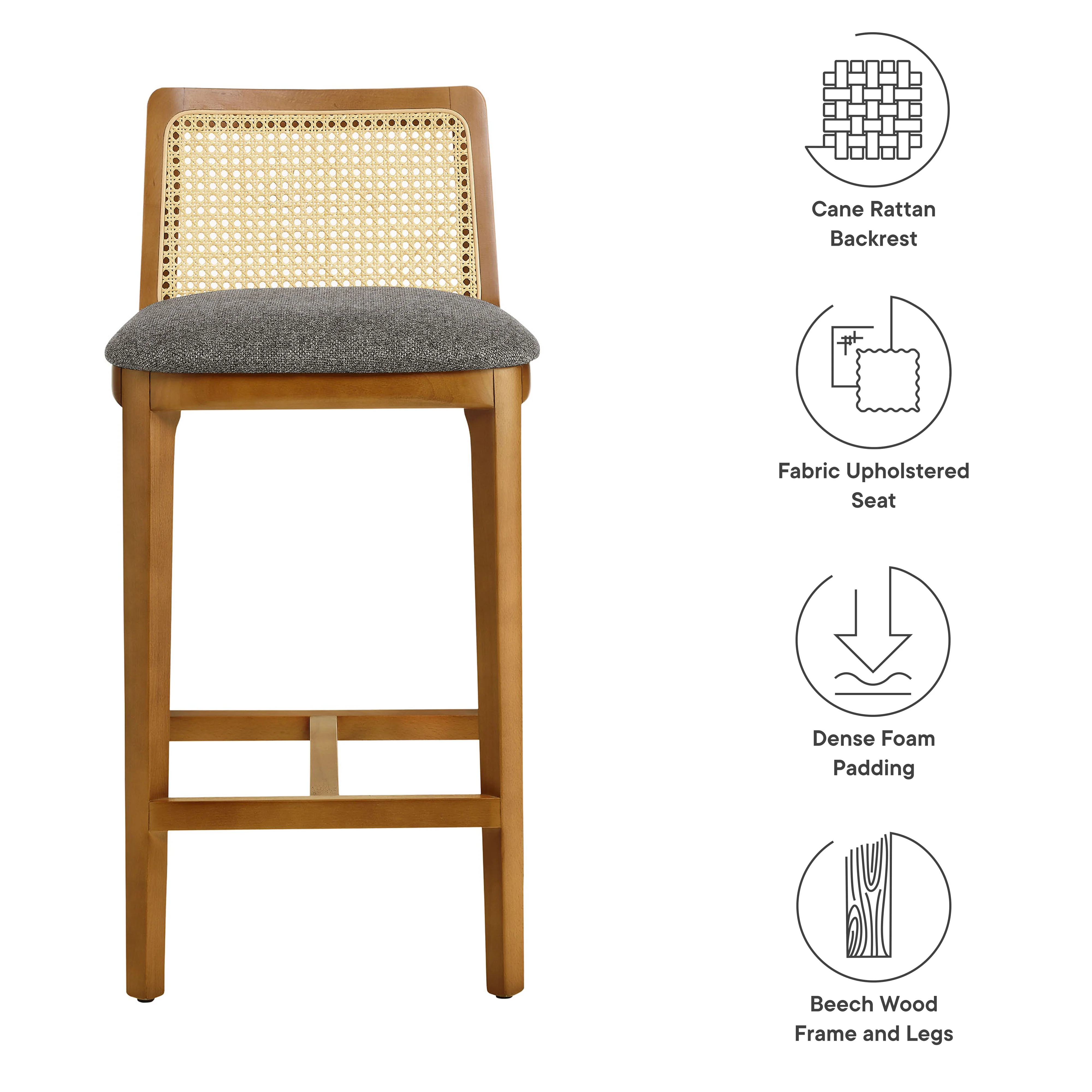 Monarch Wood and Rattan Counter Stool by Modway - Image 35