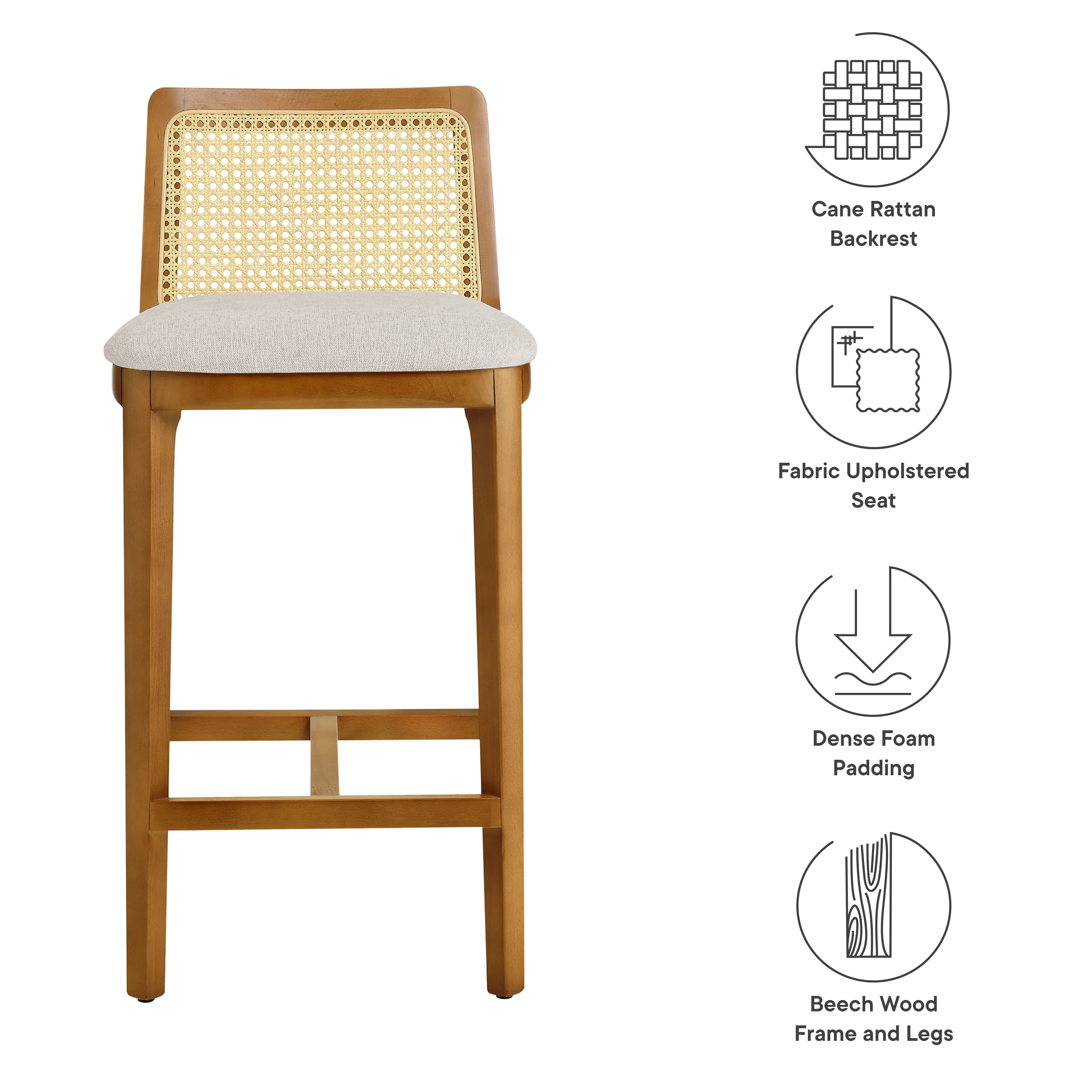 Monarch Wood and Rattan Counter Stool by Modway - Image 44