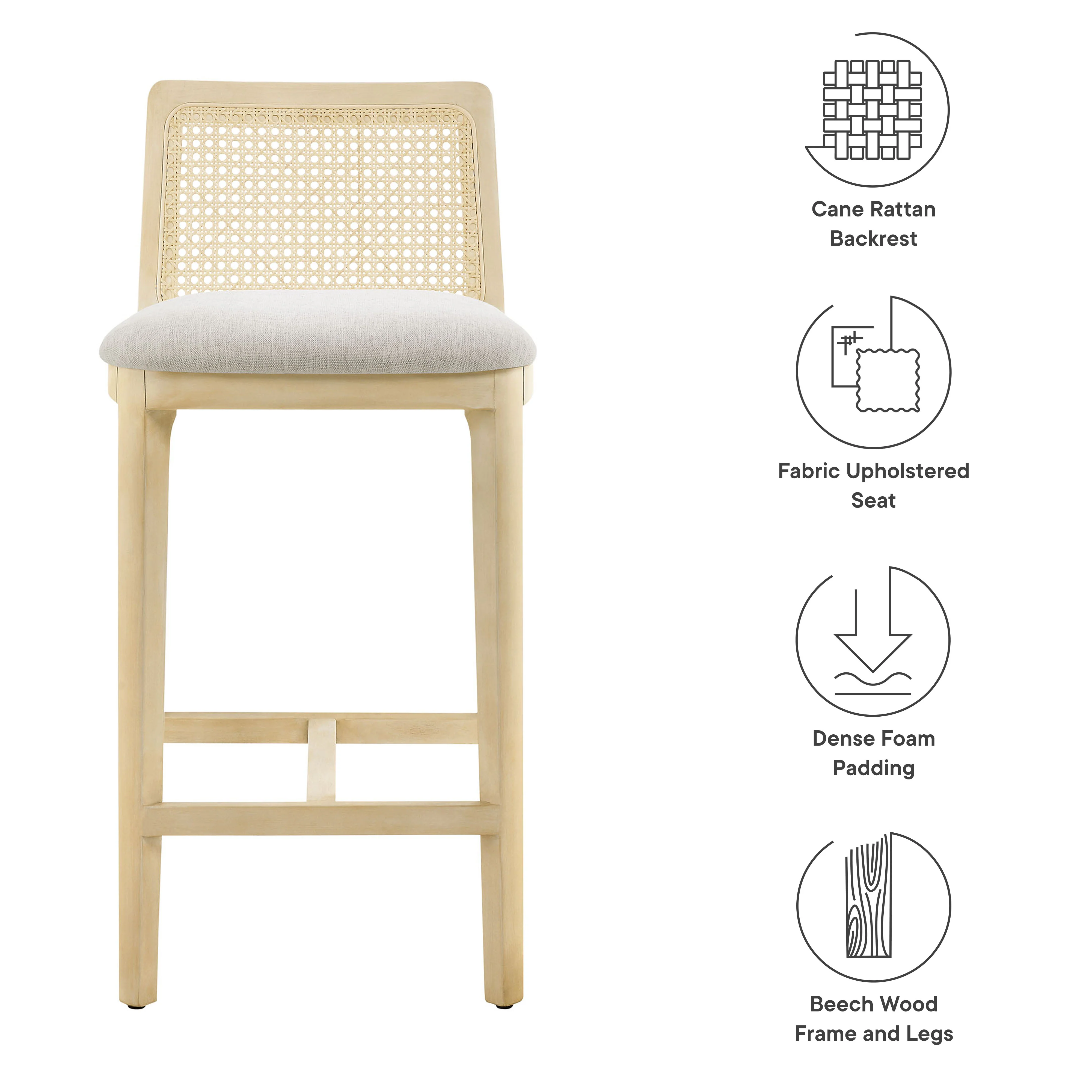 Monarch Wood and Rattan Counter Stool by Modway - Image 8