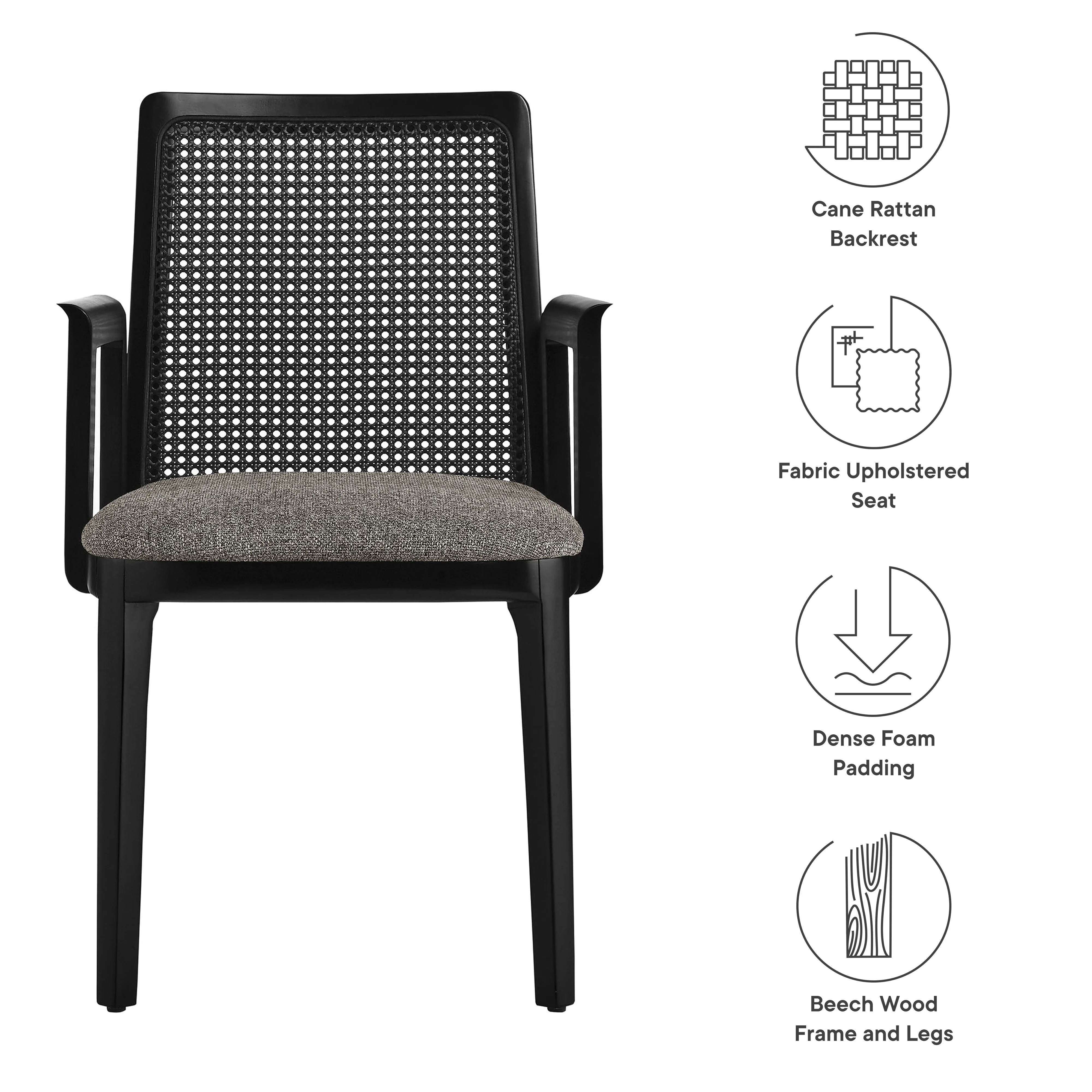 Monarch Wood and Rattan Dining Armchair by Modway - Image 17