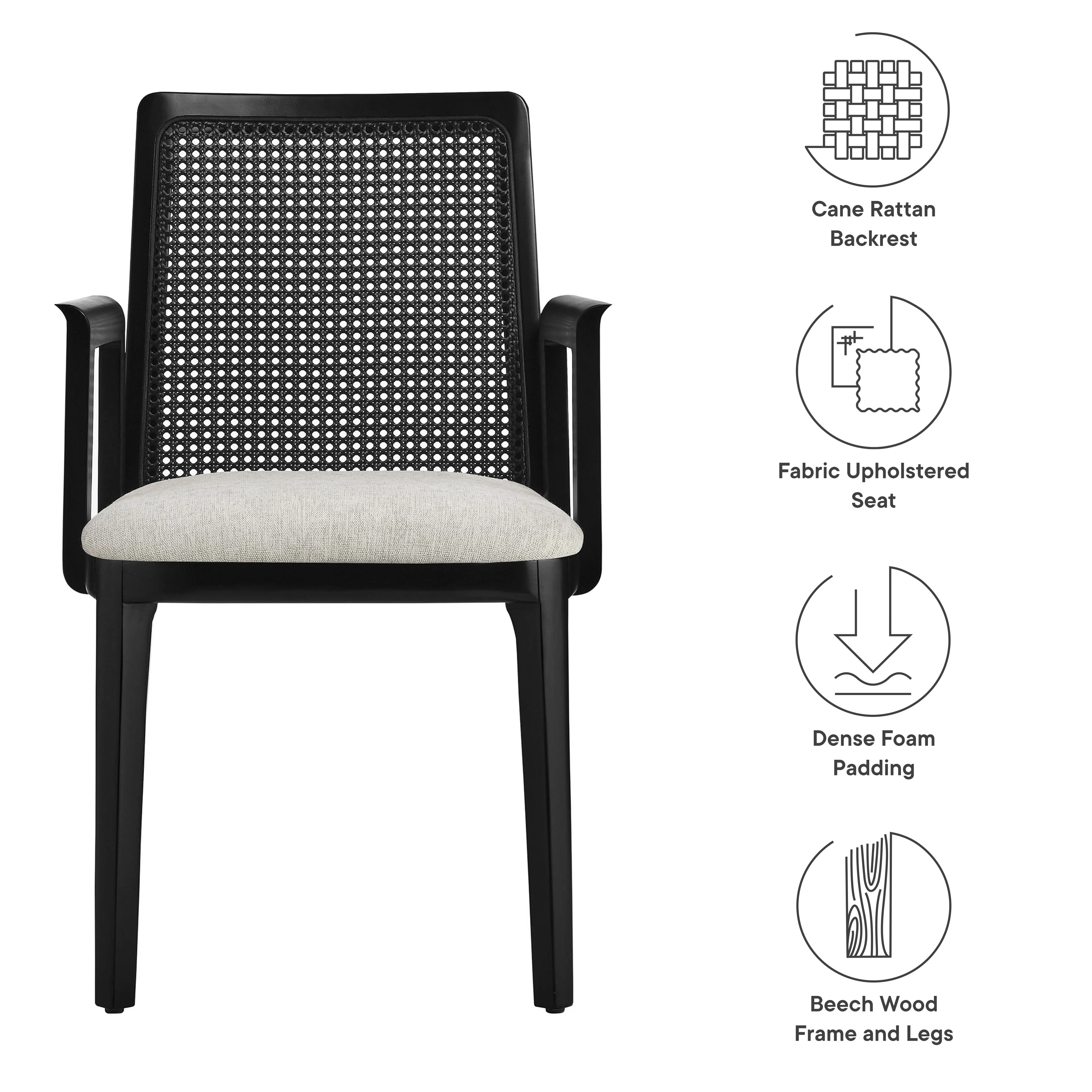 Monarch Wood and Rattan Dining Armchair by Modway - Image 26