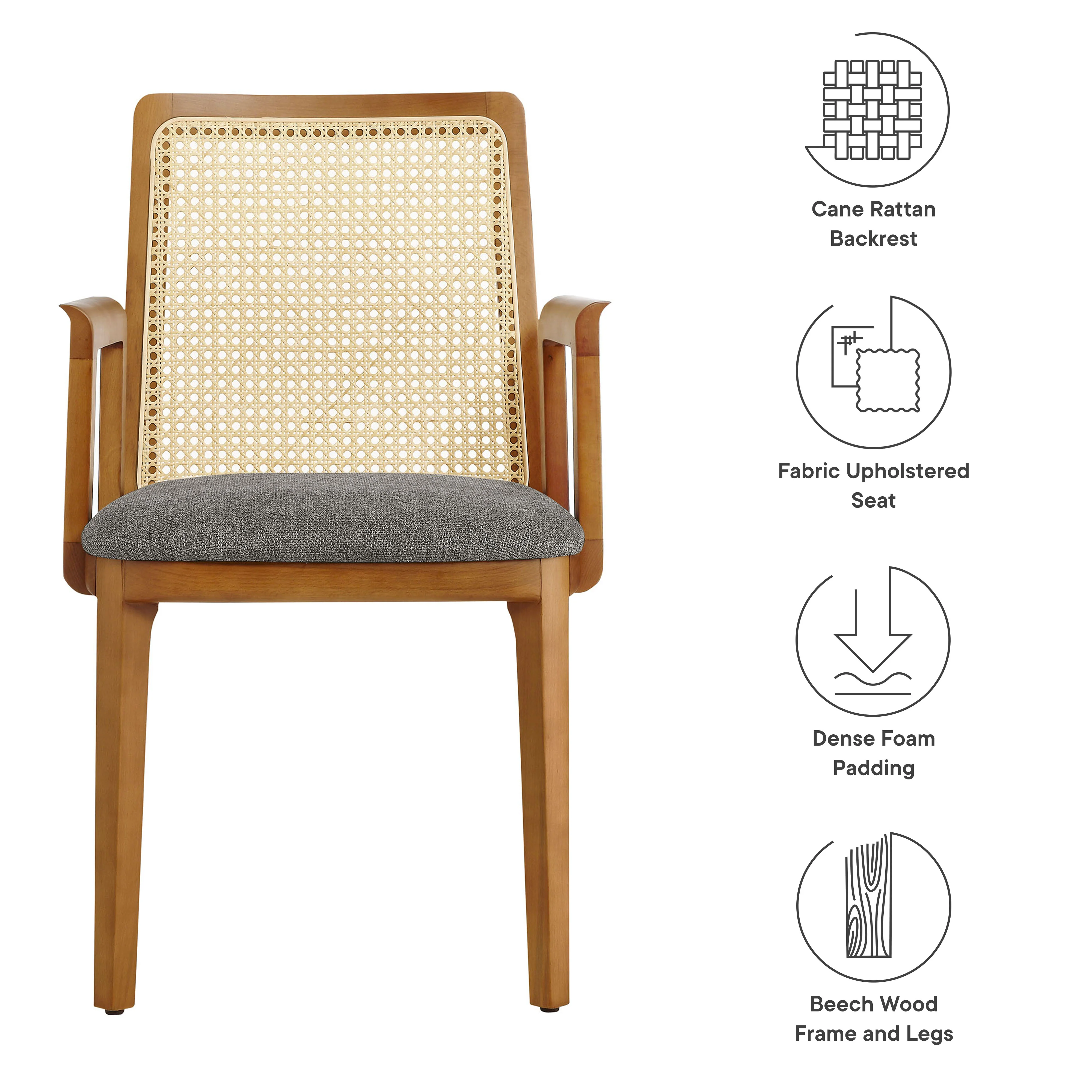 Monarch Wood and Rattan Dining Armchair by Modway - Image 35