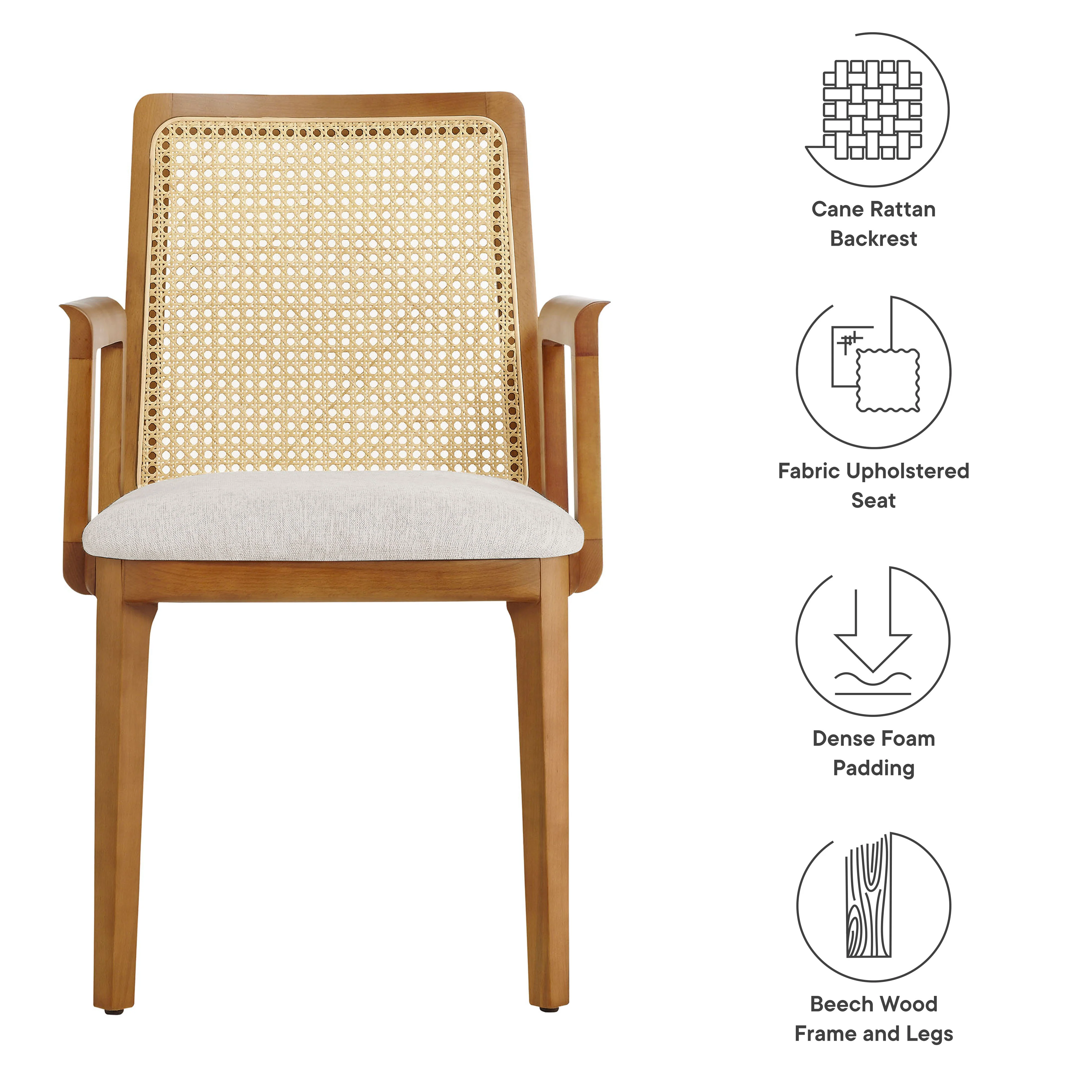 Monarch Wood and Rattan Dining Armchair by Modway - Image 44