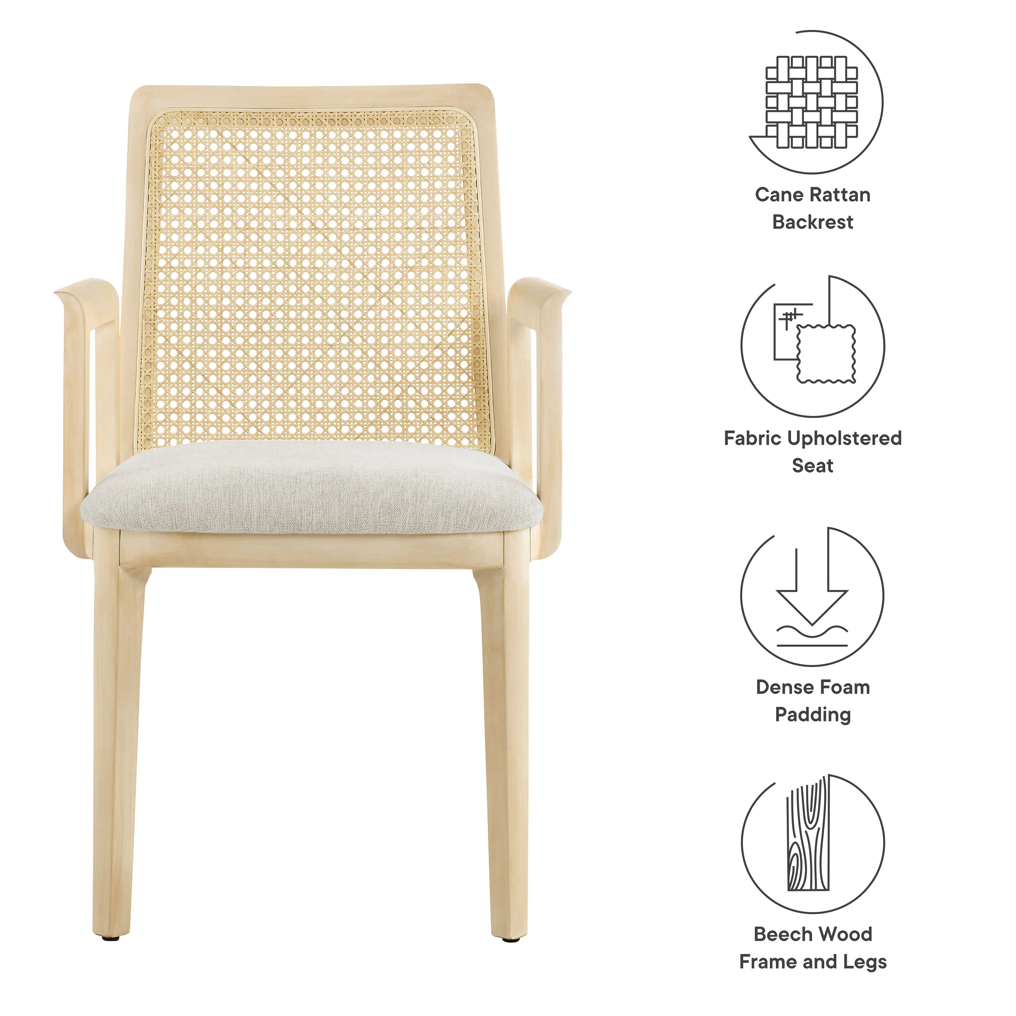 Monarch Wood and Rattan Dining Armchair by Modway - Image 8