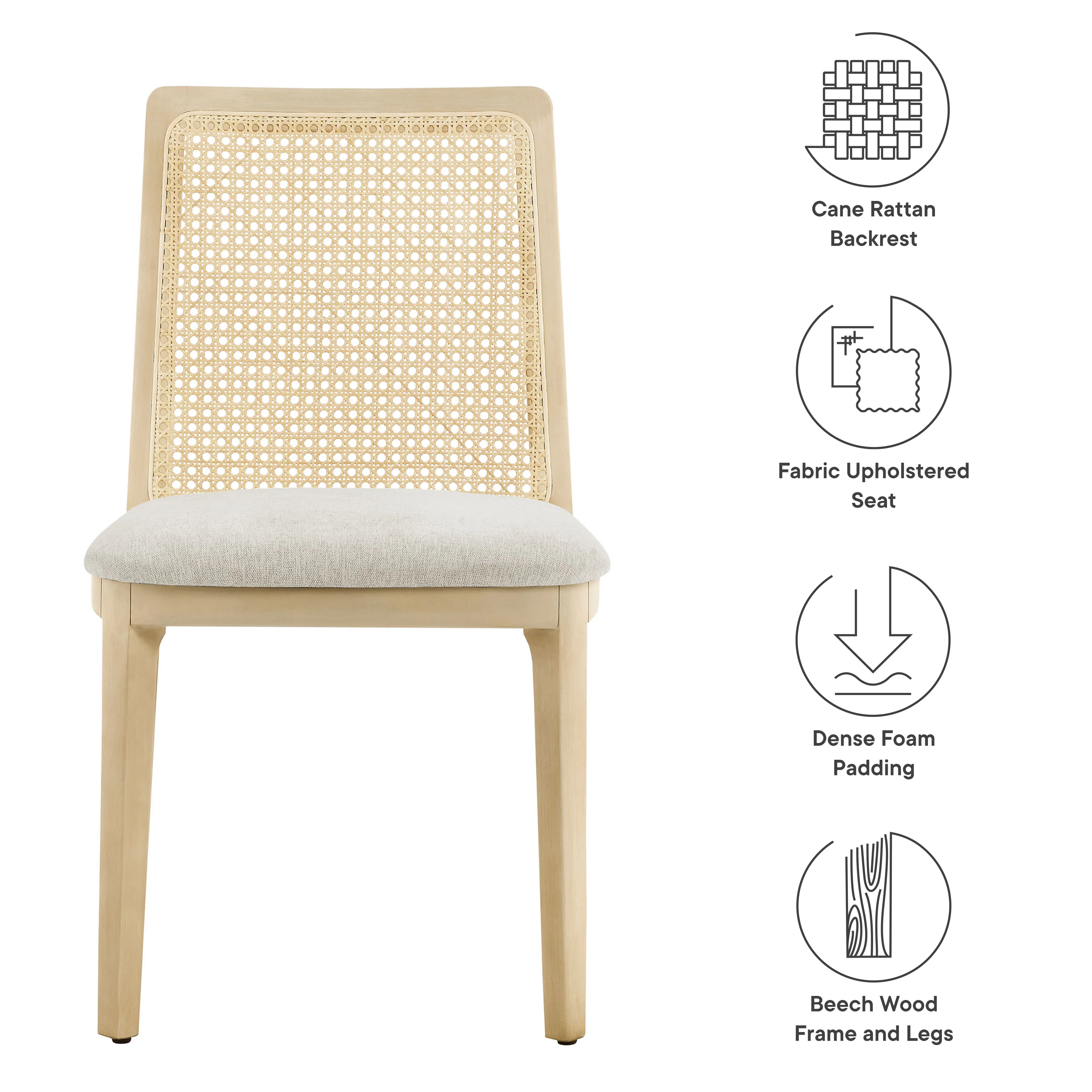 Monarch Wood and Rattan Dining Side Chair by Modway - Image 8