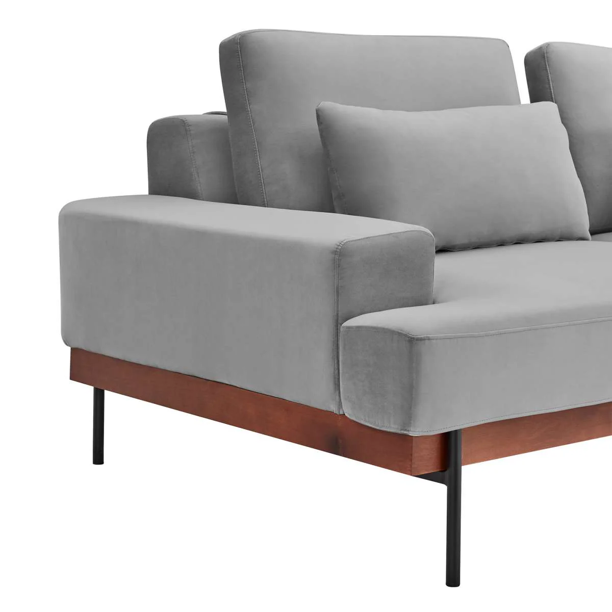 Monet 86" Mid-Century Modern Beige Velvet Sofa By Armen Living - Image 11