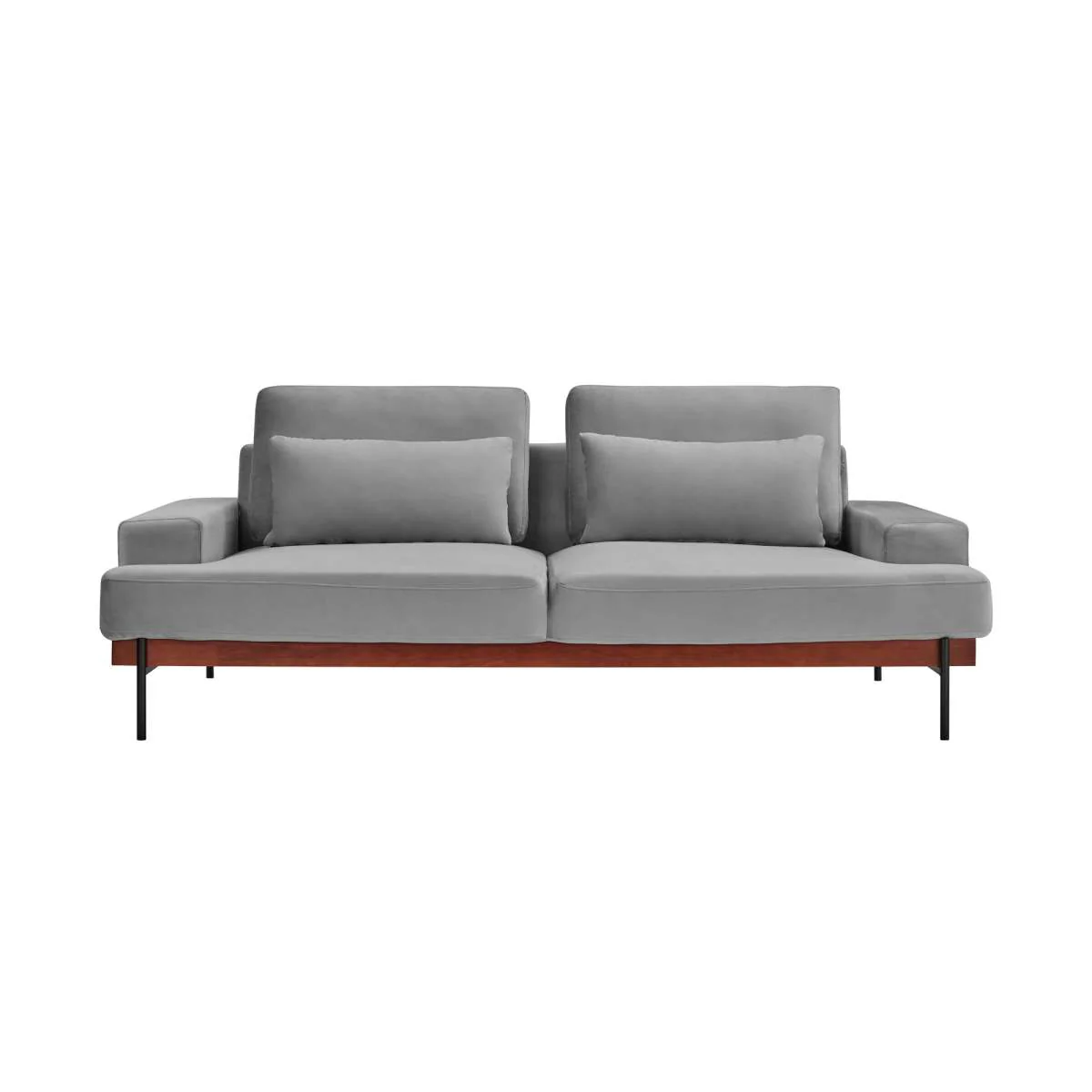 Monet 86" Mid-Century Modern Beige Velvet Sofa By Armen Living - Image 14