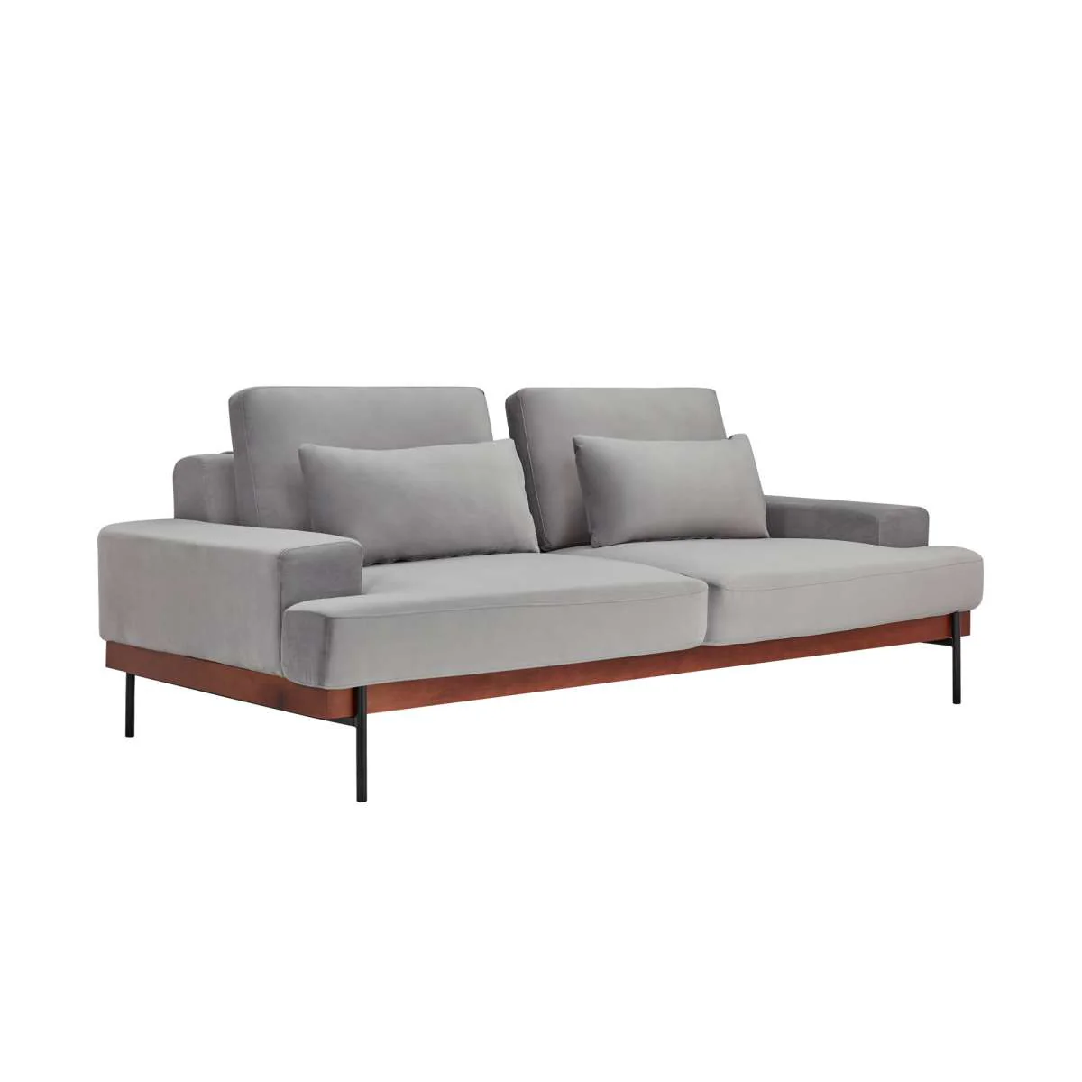 Monet 86" Mid-Century Modern Beige Velvet Sofa By Armen Living - Image 16