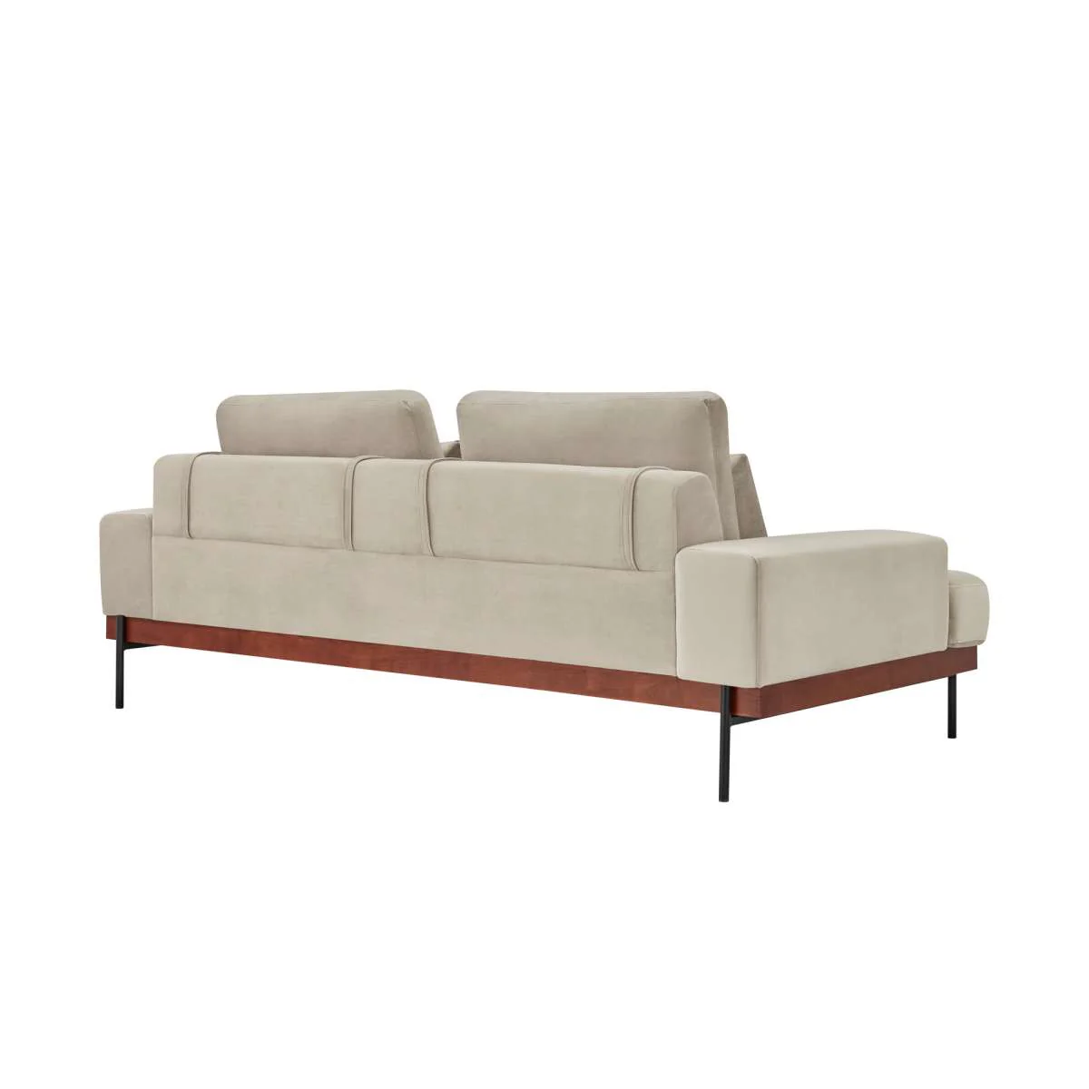 Monet 86" Mid-Century Modern Beige Velvet Sofa By Armen Living - Image 4