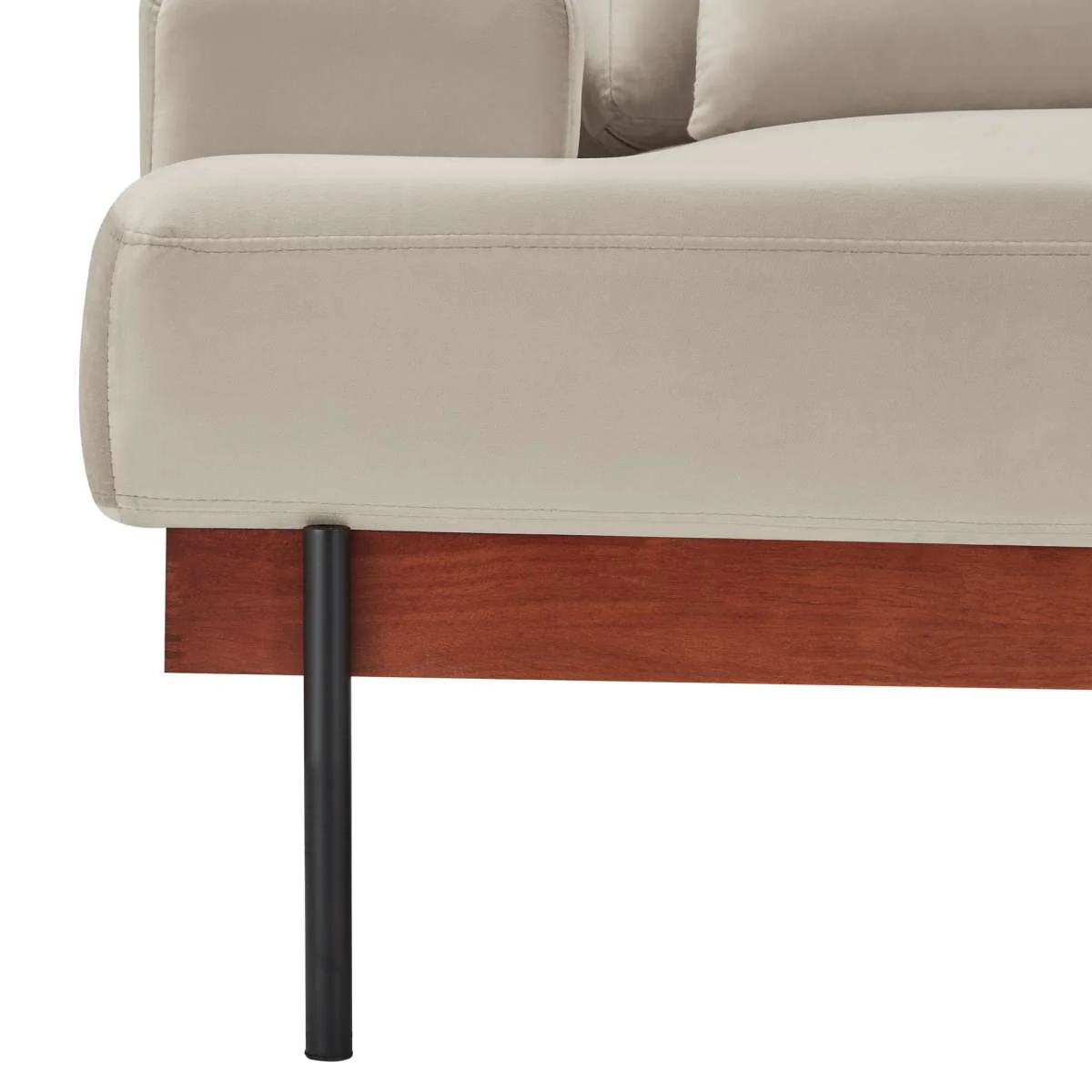 Monet 86" Mid-Century Modern Beige Velvet Sofa By Armen Living - Image 6