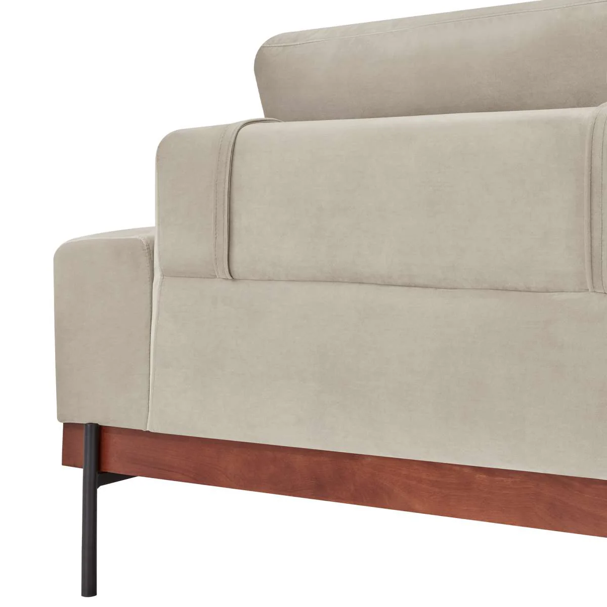 Monet 86" Mid-Century Modern Beige Velvet Sofa By Armen Living - Image 7