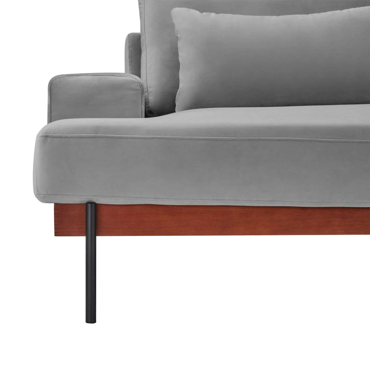 Monet 86" Mid-Century Modern Beige Velvet Sofa By Armen Living - Image 9