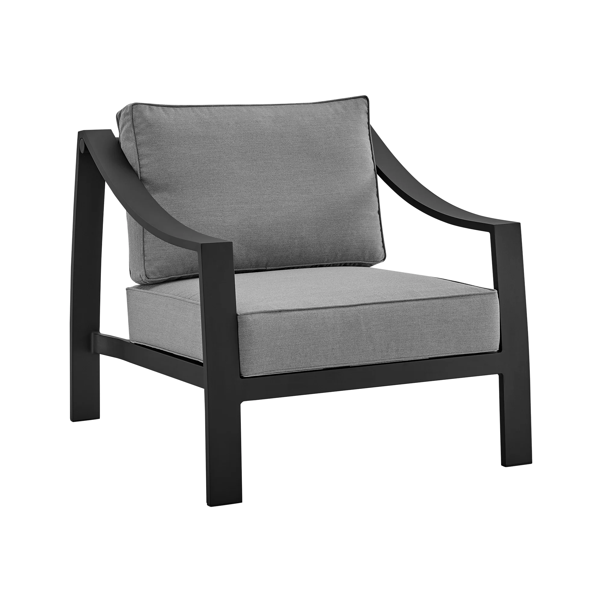 Mongo 4 Piece Outdoor Patio Furniture Set in Dark Brown Aluminum with Cushions By Armen Living - Image 16