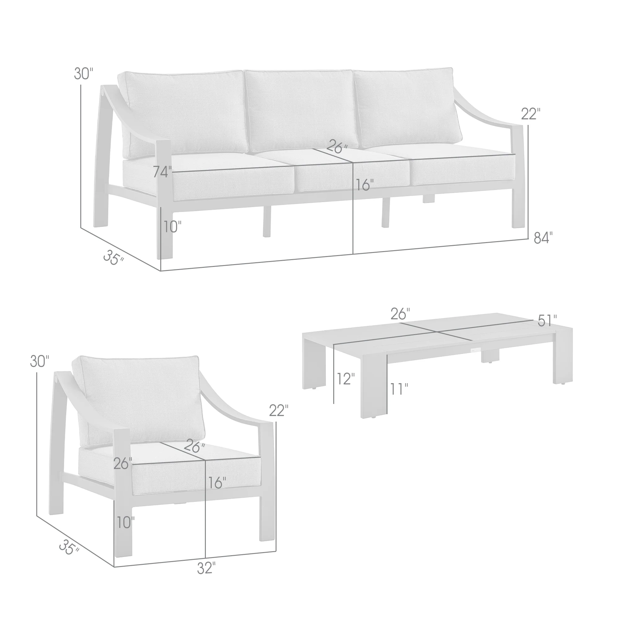 Mongo 4 Piece Outdoor Patio Furniture Set in Dark Brown Aluminum with Cushions By Armen Living - Image 19