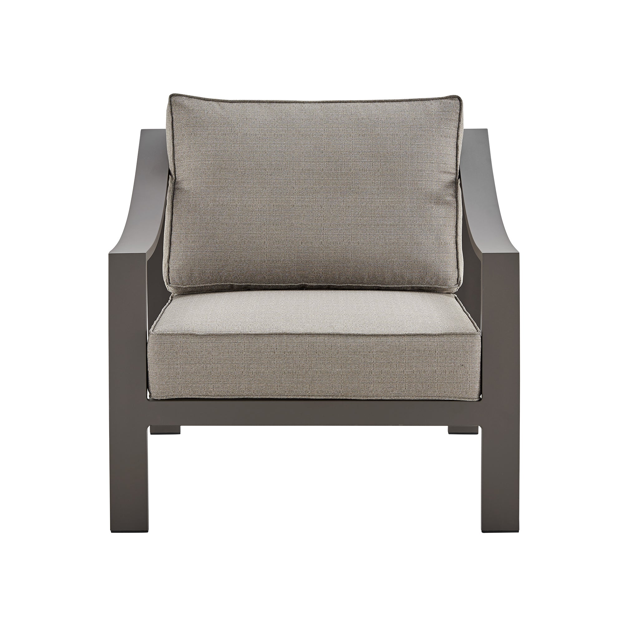 Mongo 4 Piece Outdoor Patio Furniture Set in Dark Brown Aluminum with Cushions By Armen Living - Image 5