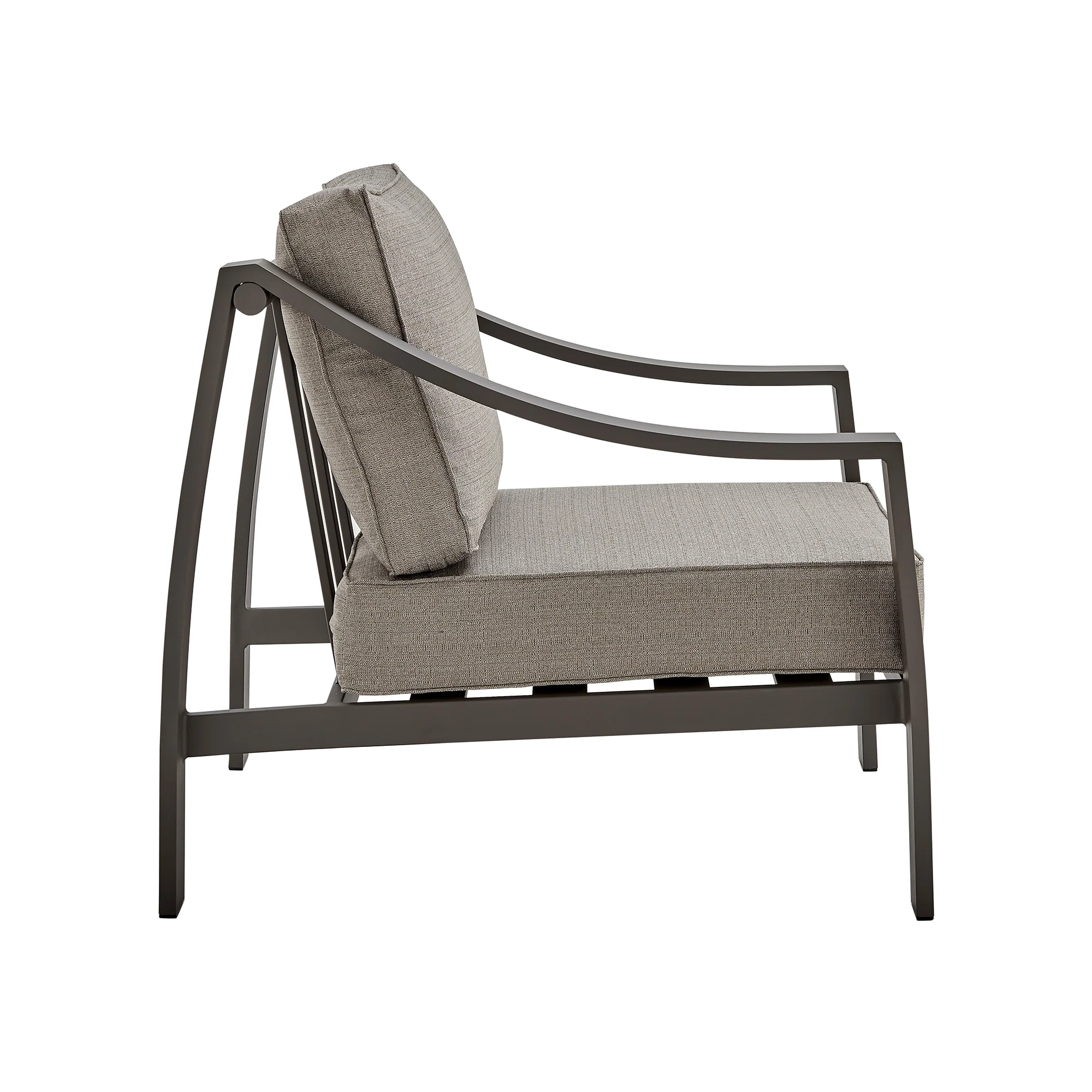 Mongo 4 Piece Outdoor Patio Furniture Set in Dark Brown Aluminum with Cushions By Armen Living - Image 7