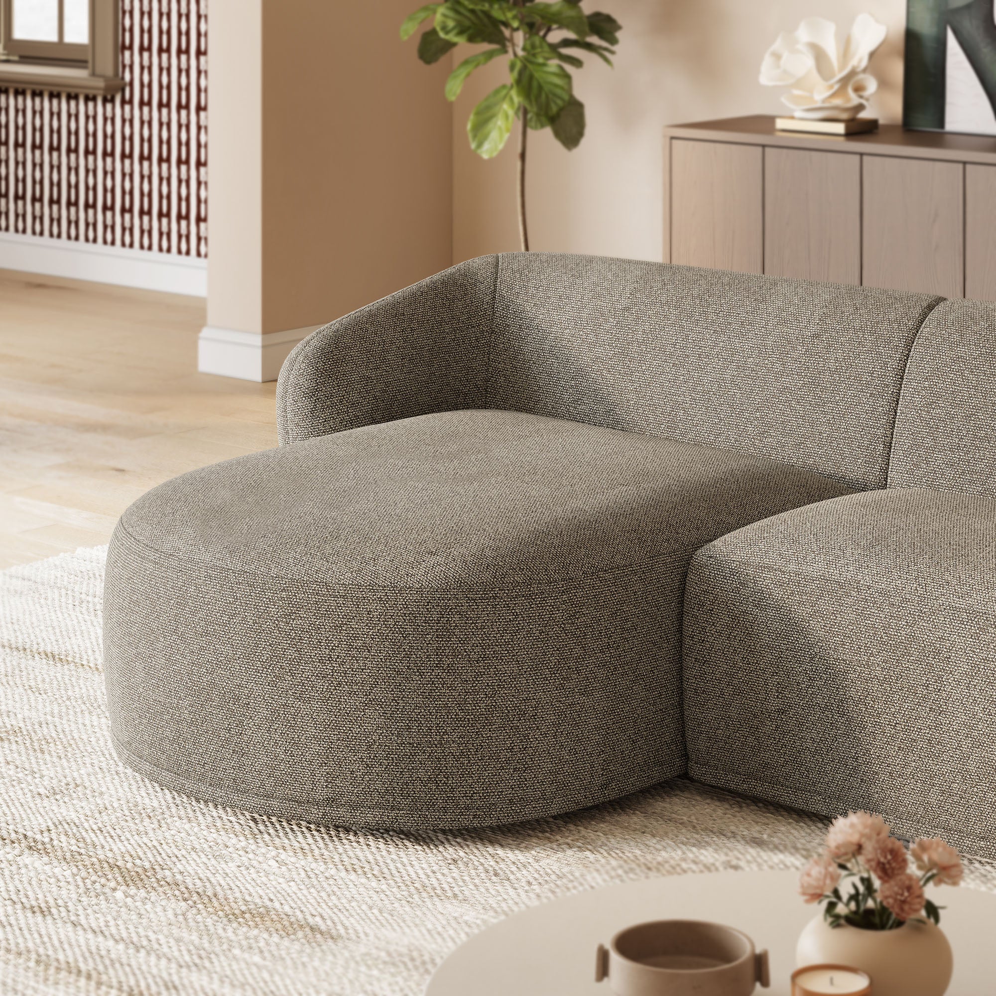 Monica 2 Piece Left Facing Boucle Fabric Modular Sofa with Chaise by Modway - Image 14