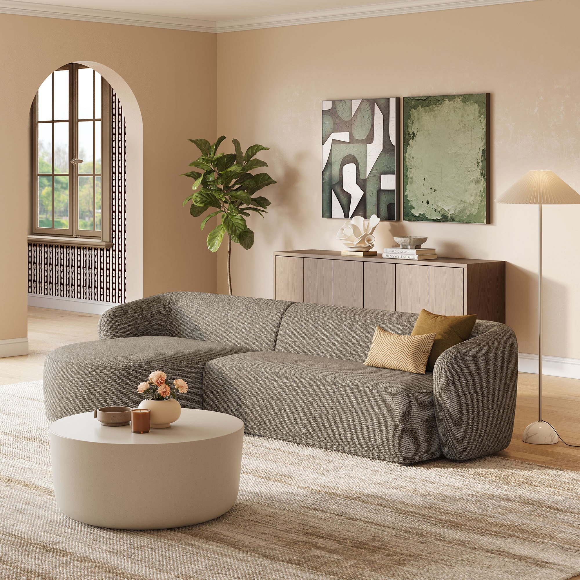 Monica 2 Piece Left Facing Boucle Fabric Modular Sofa with Chaise by Modway - Image 15