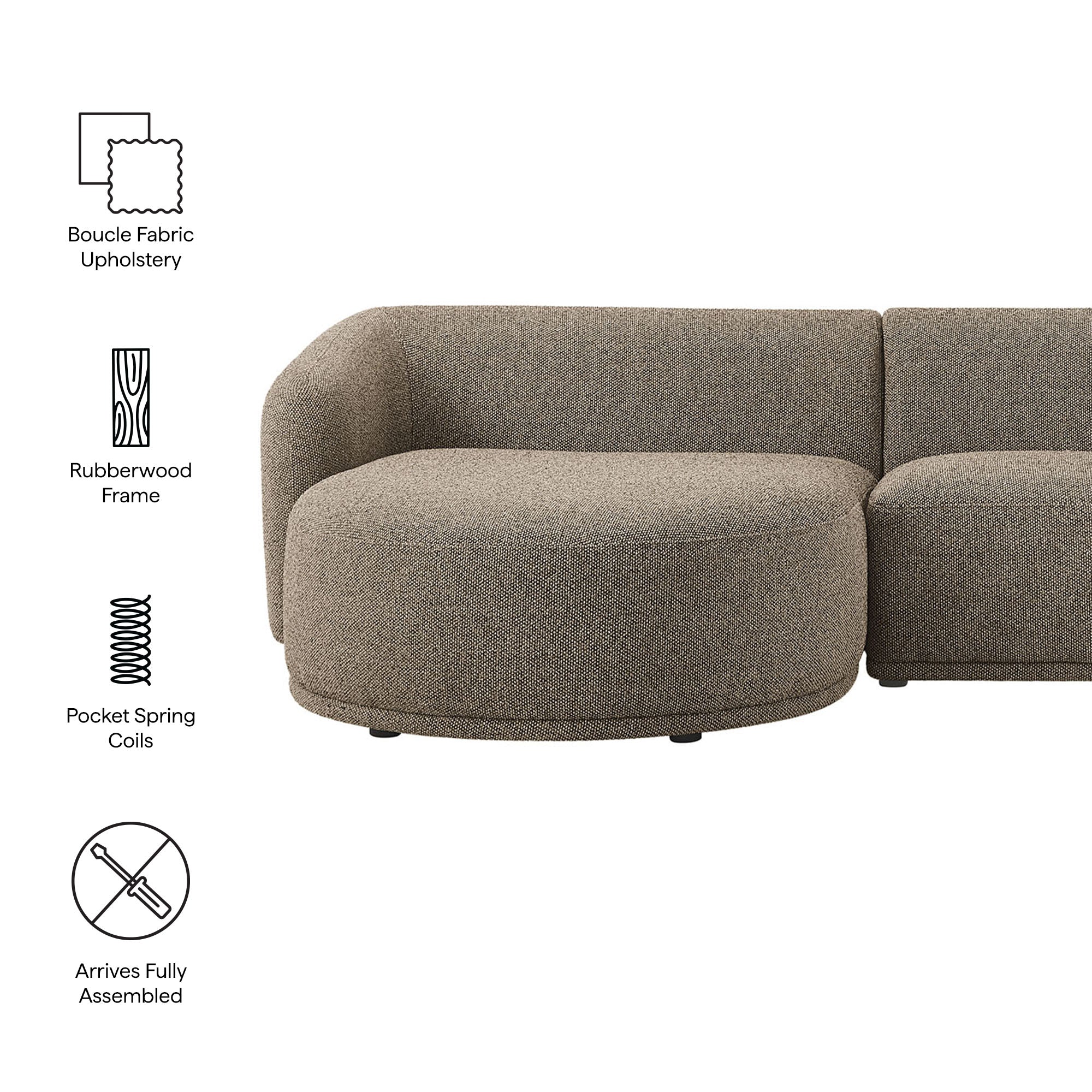 Monica 2 Piece Left Facing Boucle Fabric Modular Sofa with Chaise by Modway - Image 16