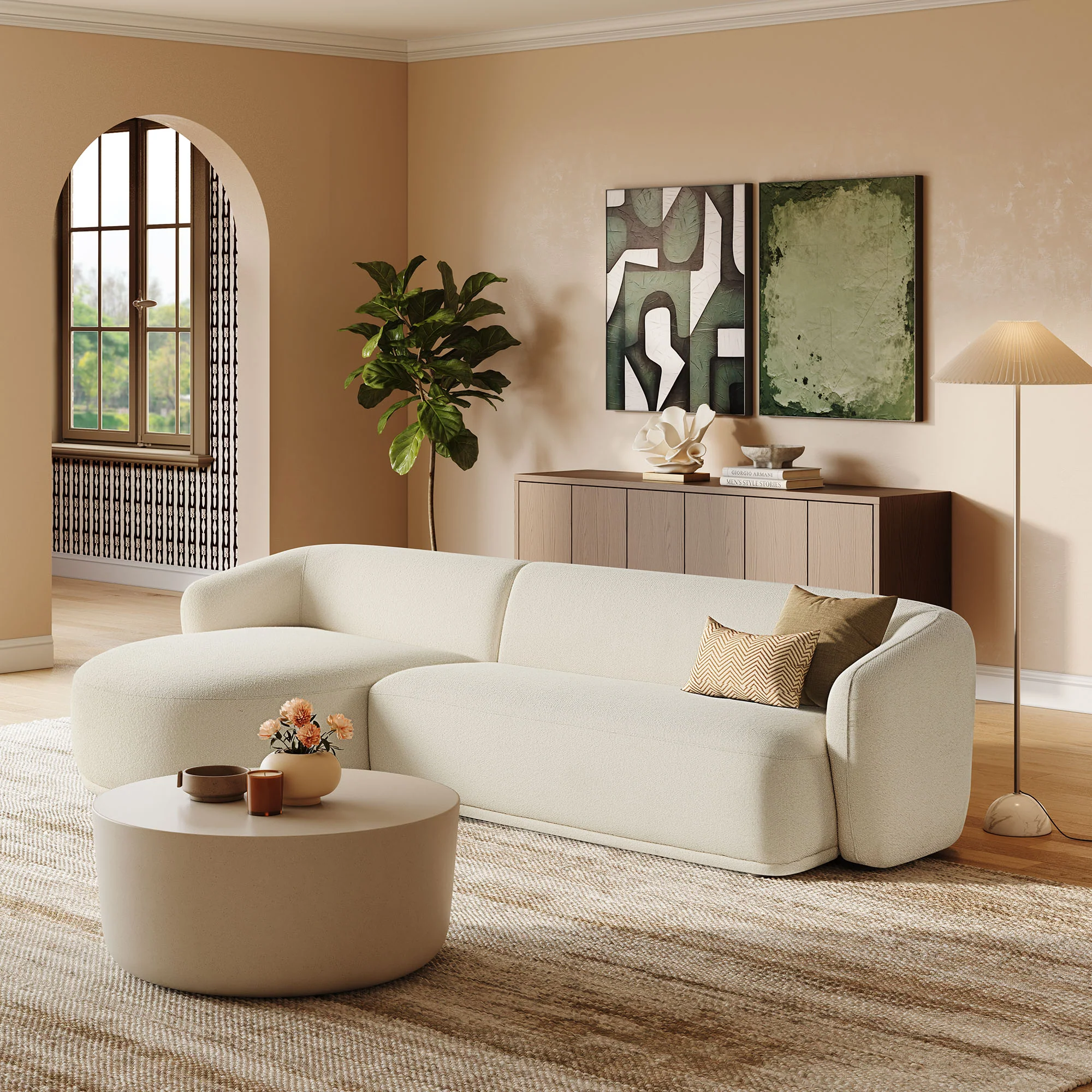Monica 2 Piece Left Facing Boucle Fabric Modular Sofa with Chaise by Modway - Image 6