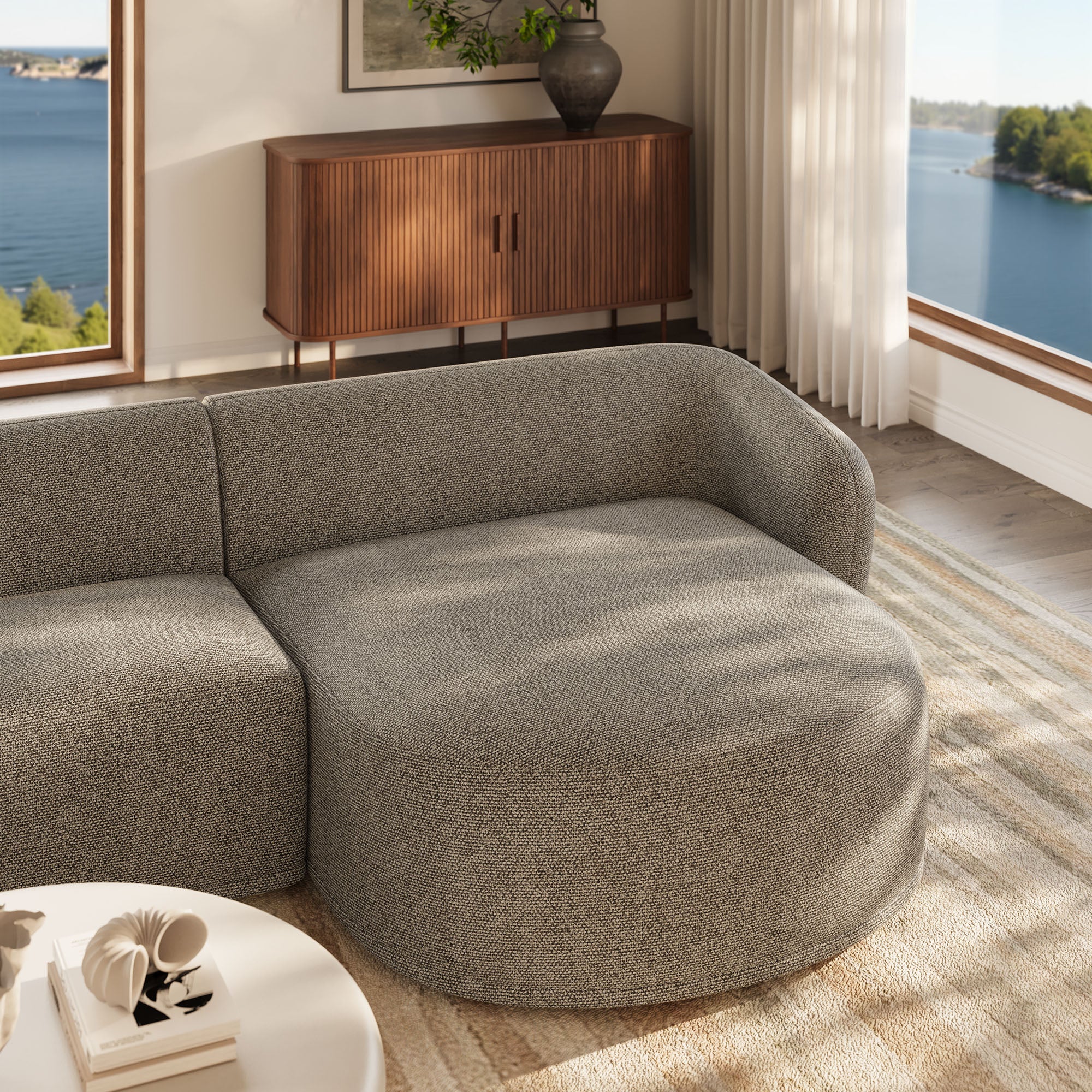 Monica 2 Piece Right Facing Boucle Fabric Modular Sofa with Chaise by Modway - Image 14