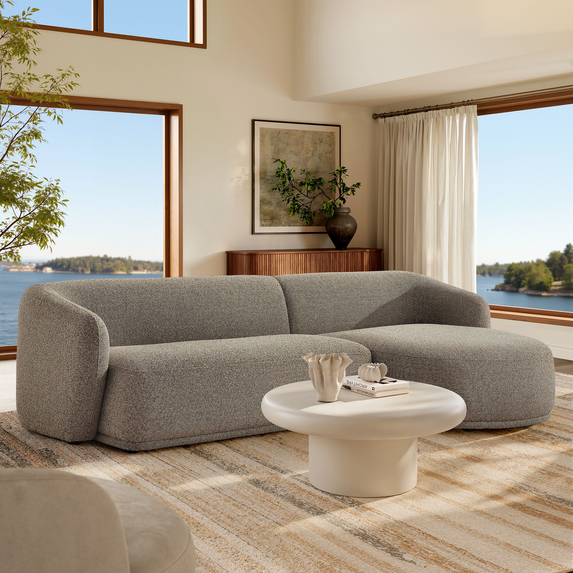 Monica 2 Piece Right Facing Boucle Fabric Modular Sofa with Chaise by Modway - Image 15