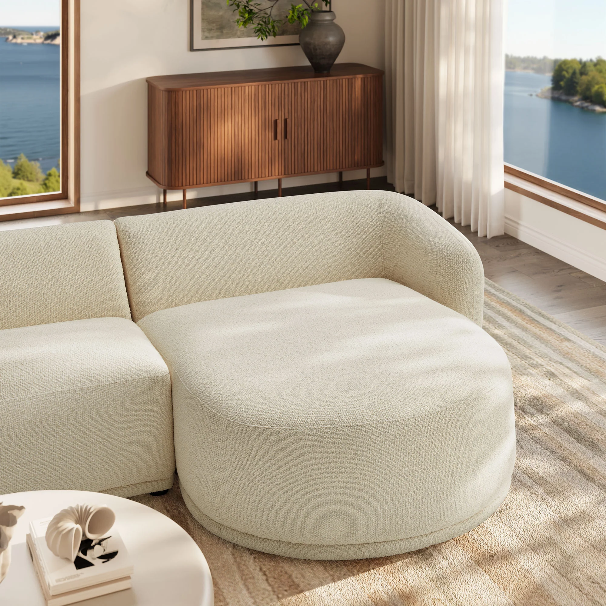 Monica 2 Piece Right Facing Boucle Fabric Modular Sofa with Chaise by Modway - Image 5