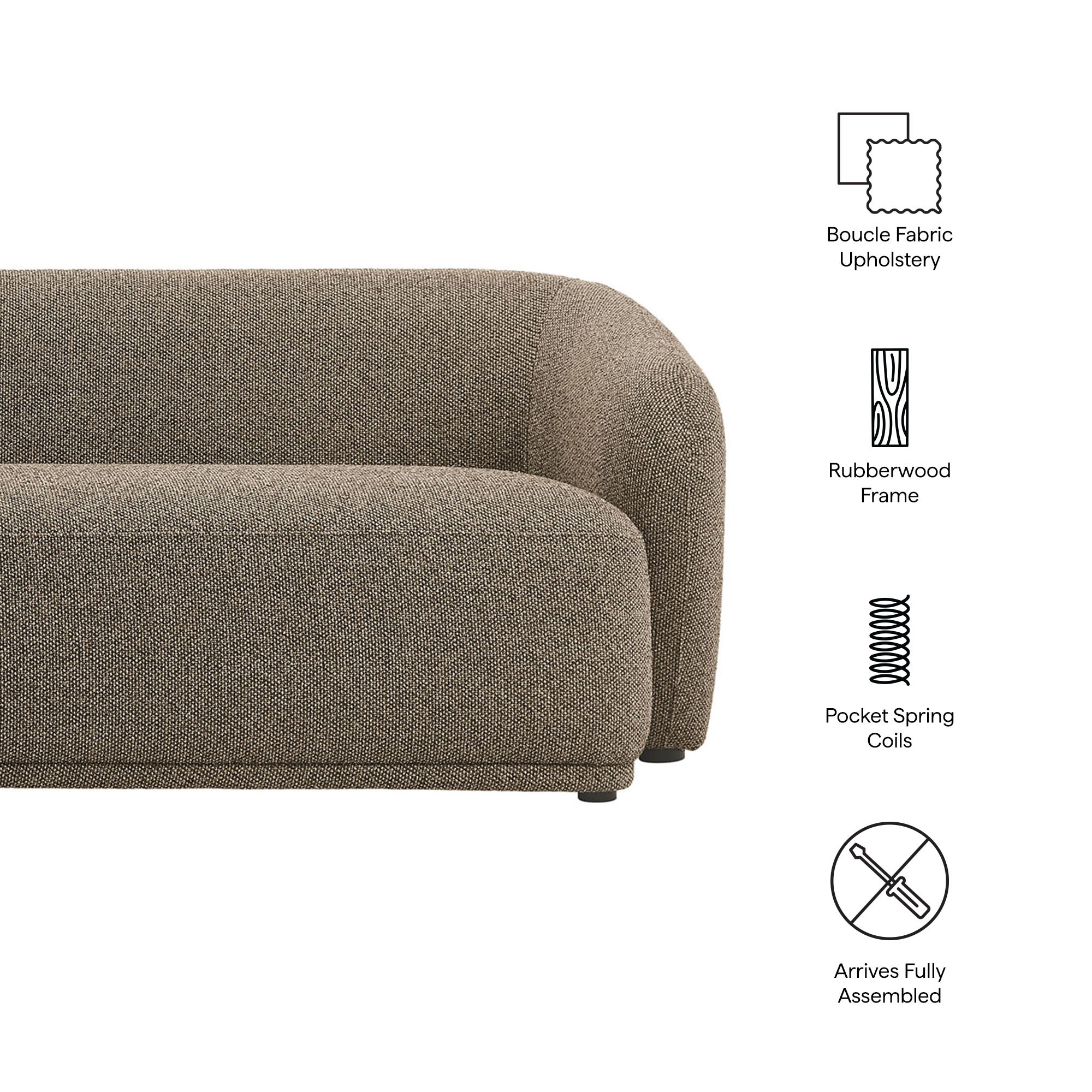 Monica 88 Inch Boucle Fabric Sofa by Modway - Image 16