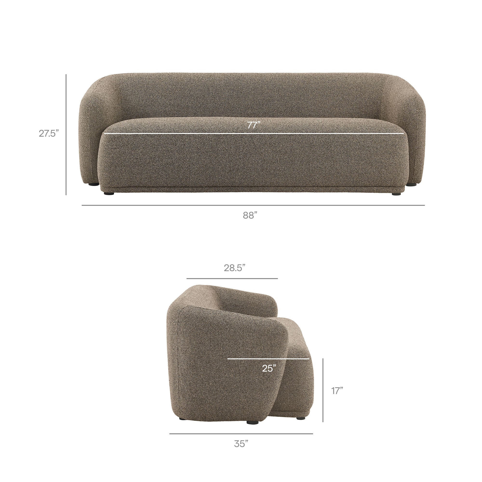 Monica 88 Inch Boucle Fabric Sofa by Modway - Image 17