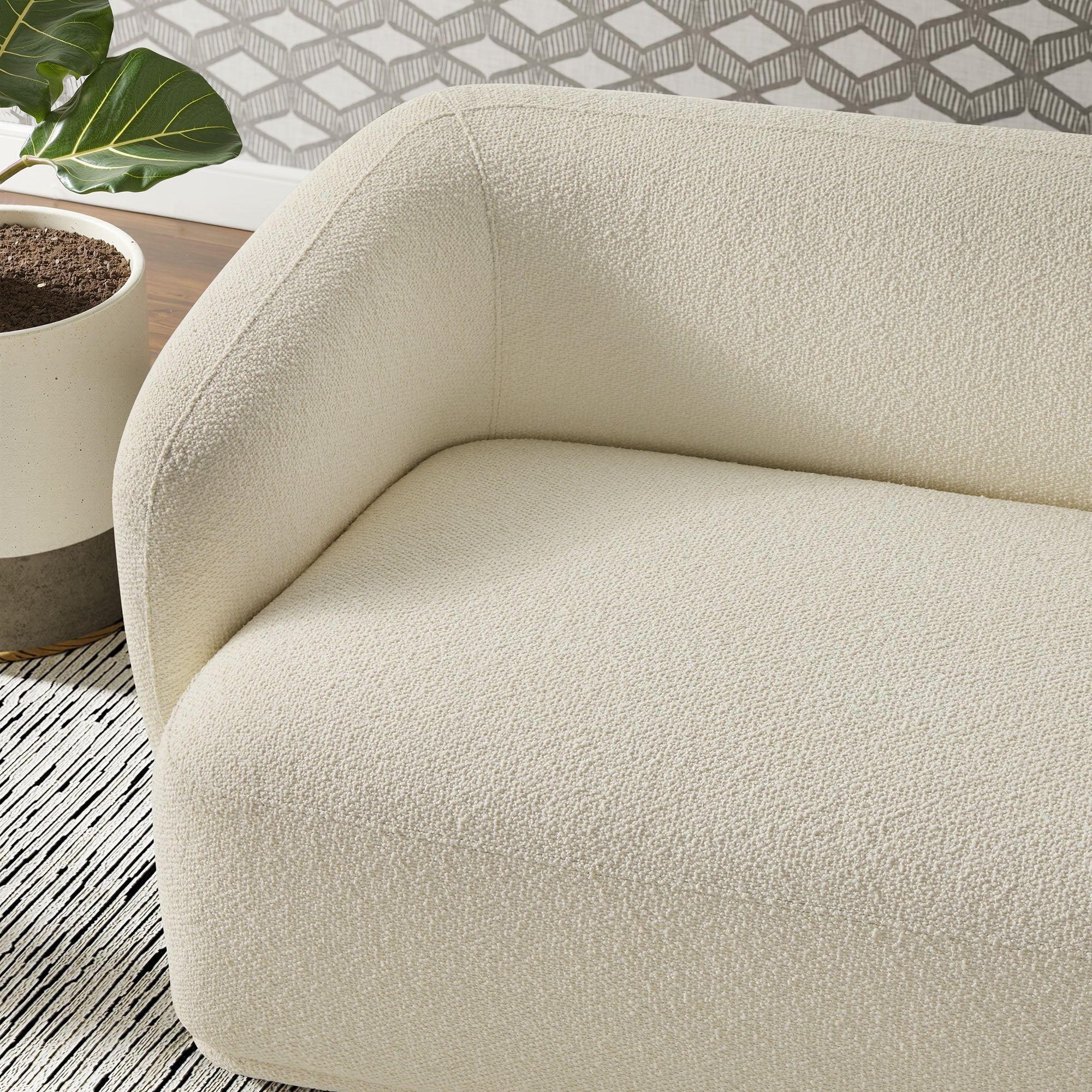 Monica 88 Inch Boucle Fabric Sofa by Modway - Image 5
