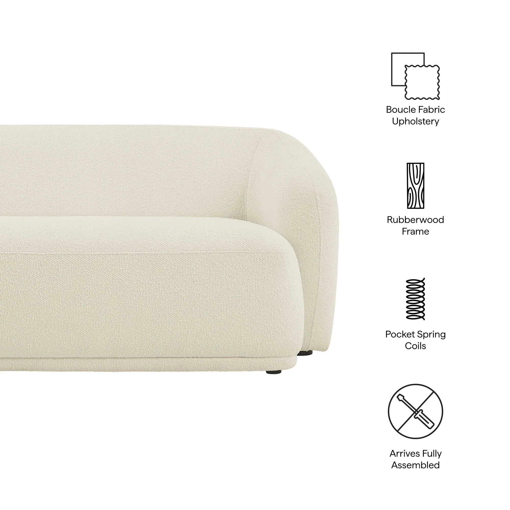 Monica 88 Inch Boucle Fabric Sofa by Modway - Image 7