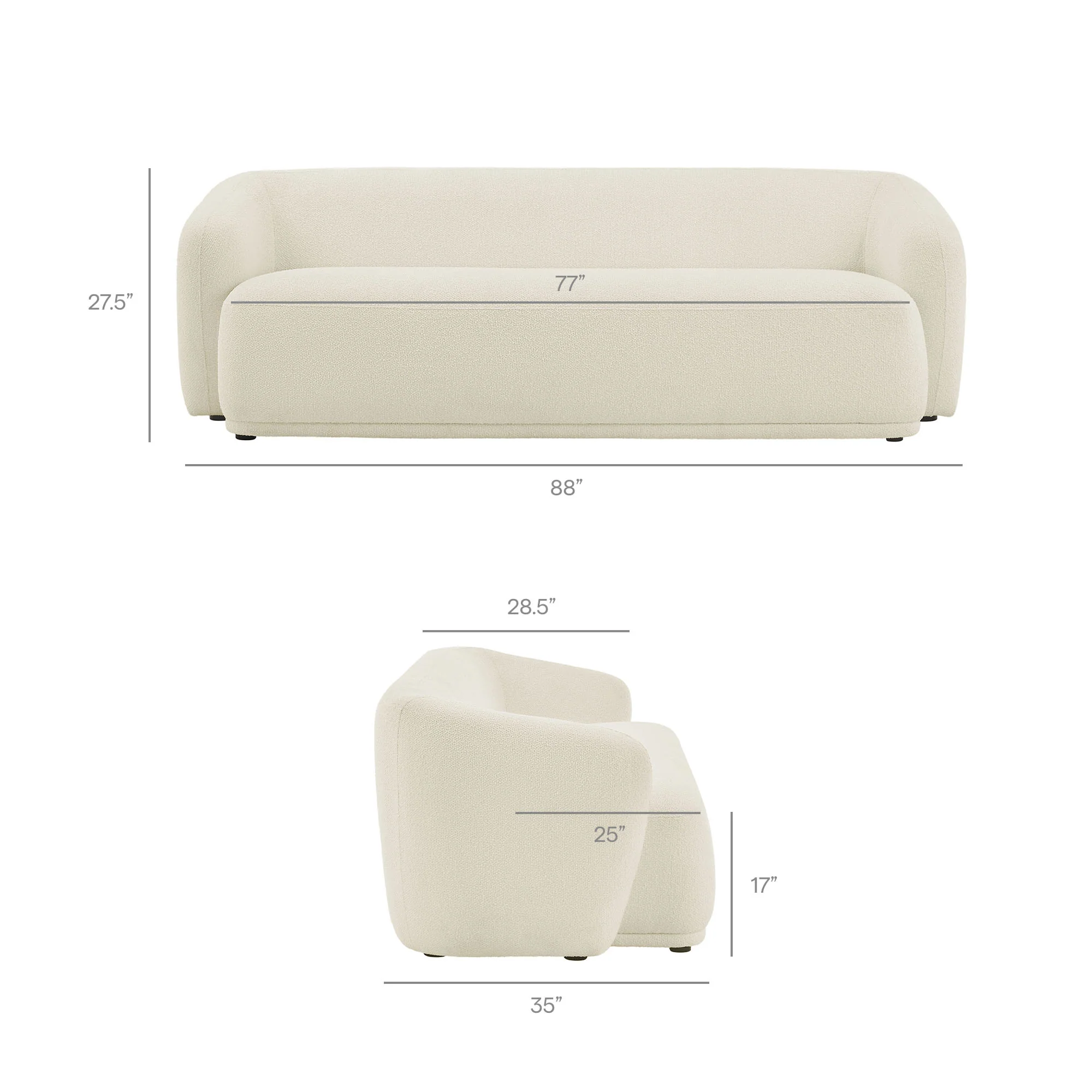 Monica 88 Inch Boucle Fabric Sofa by Modway - Image 8